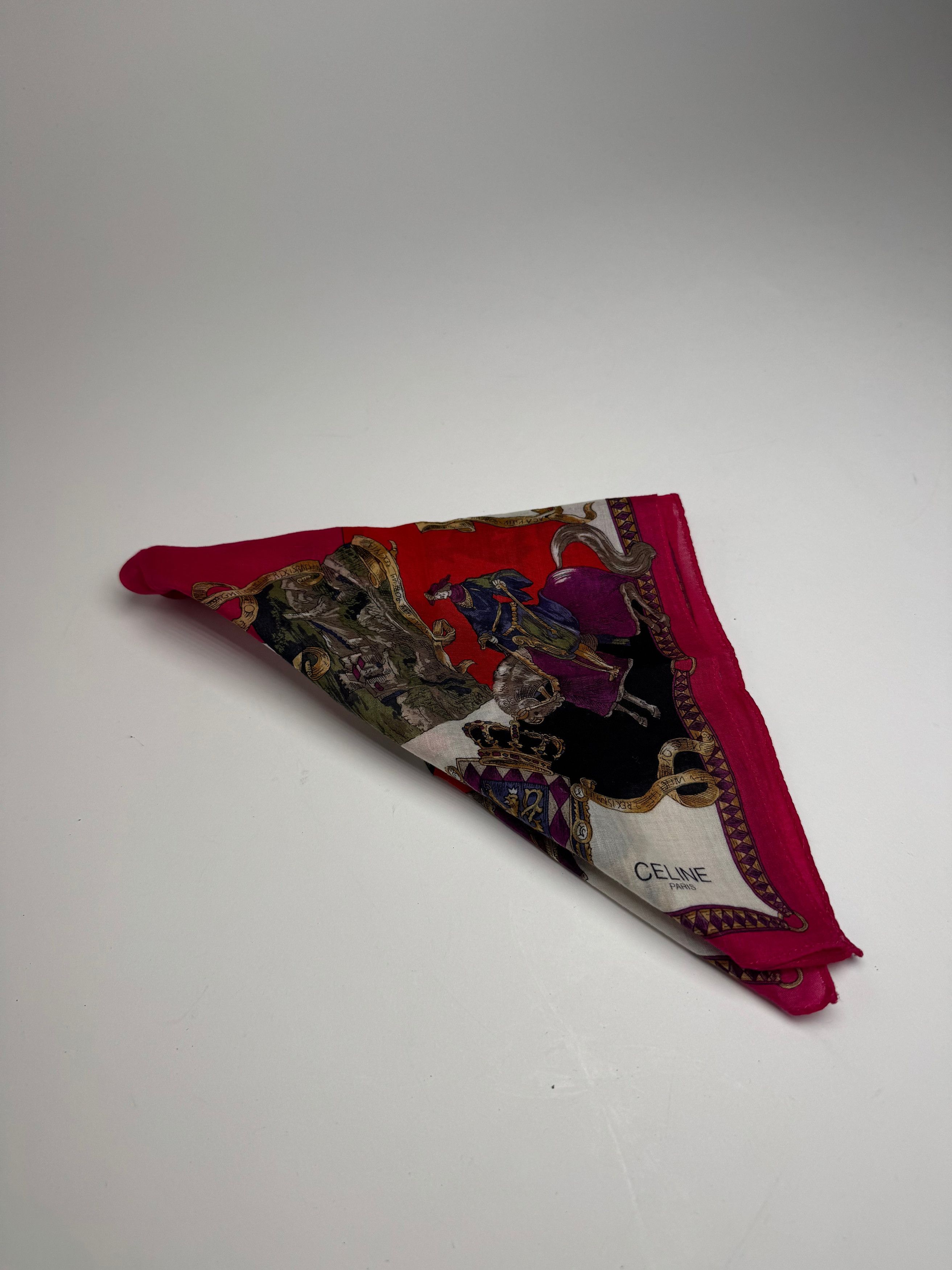 Celine Vintage Paris Scarf Red White Gold Size ONE SIZE - 9 Thumbnail