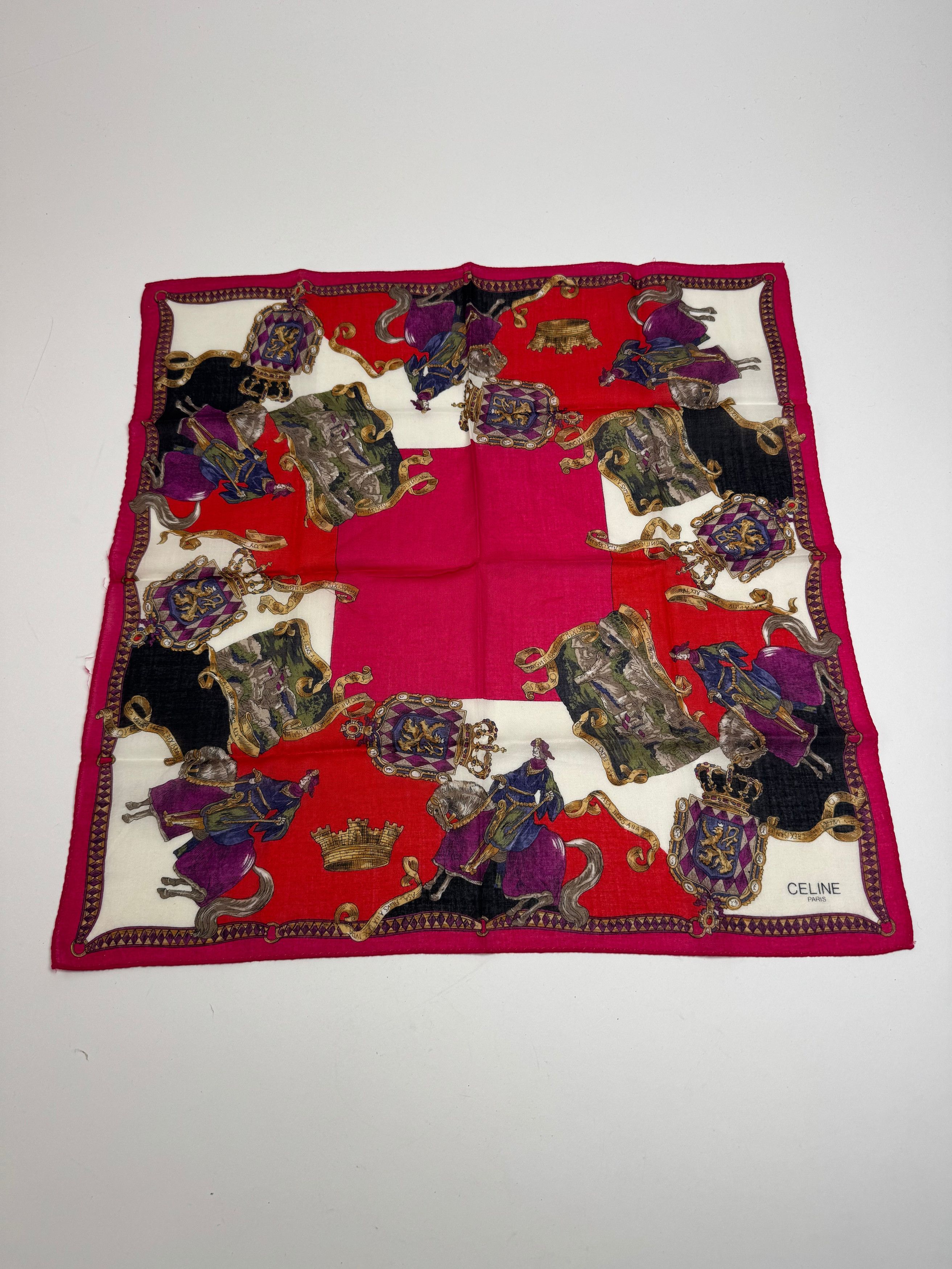 Celine Vintage Paris Scarf Red White Gold Size ONE SIZE - 5 Thumbnail