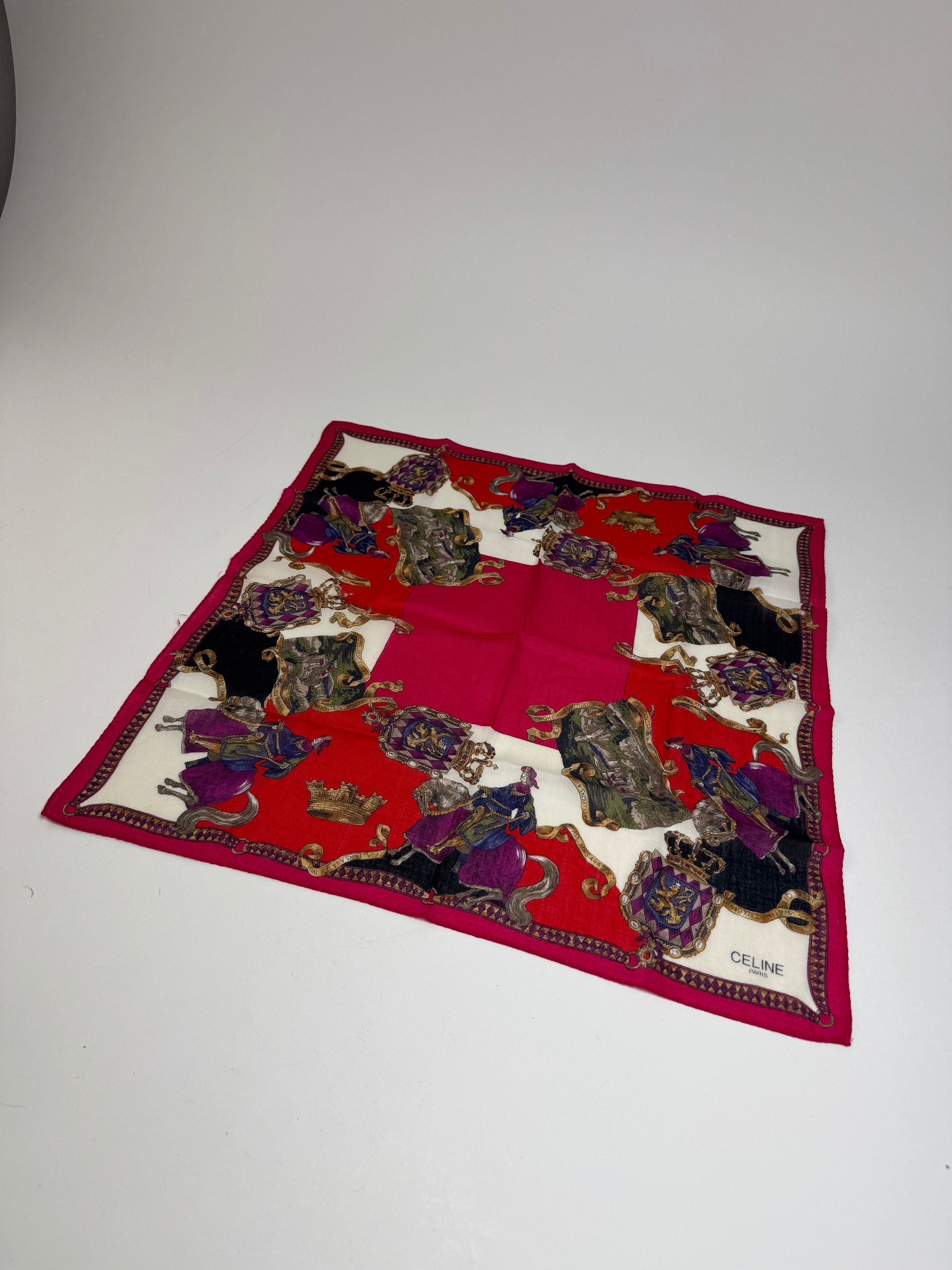 Celine Vintage Paris Scarf Red White Gold Size ONE SIZE - 4 Thumbnail