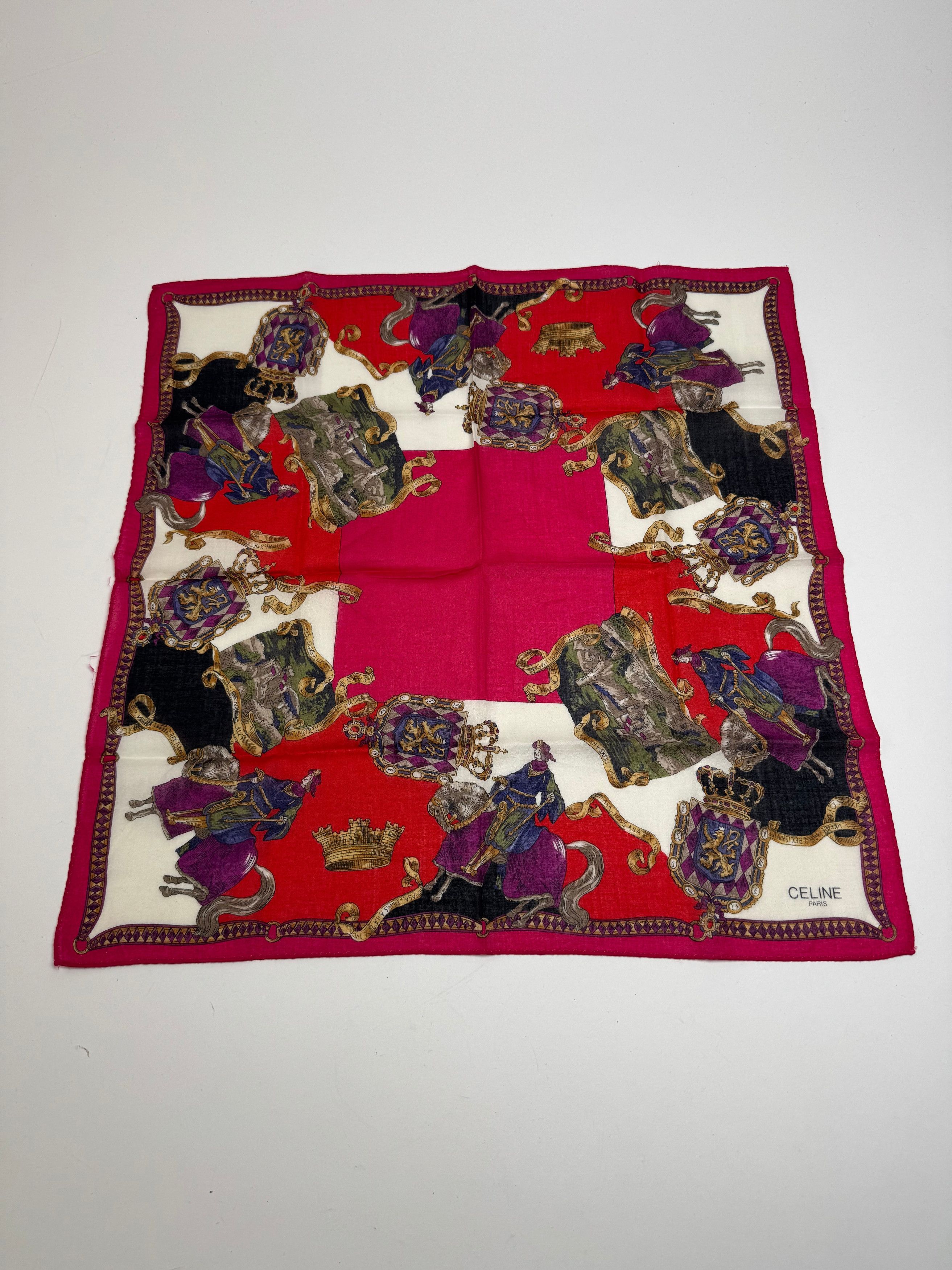 Celine Vintage Paris Scarf Red White Gold Size ONE SIZE - 10 Thumbnail
