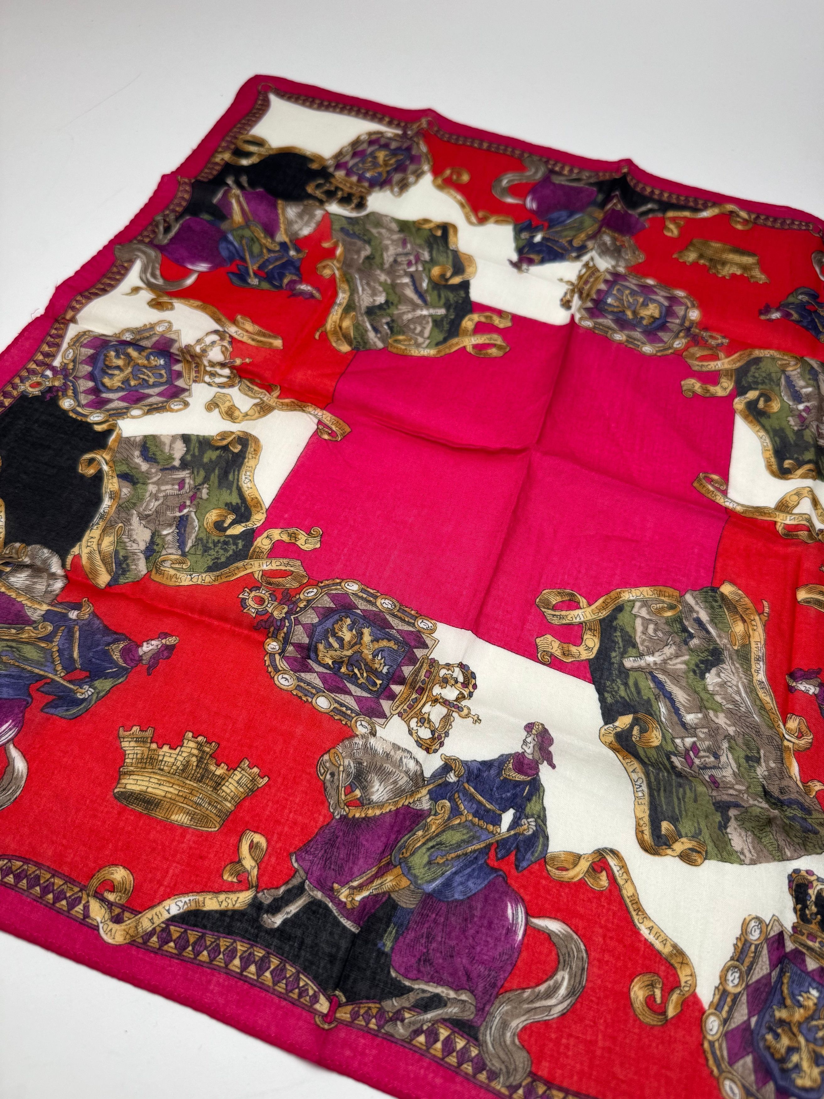 Celine Vintage Paris Scarf Red White Gold Size ONE SIZE - 3 Thumbnail