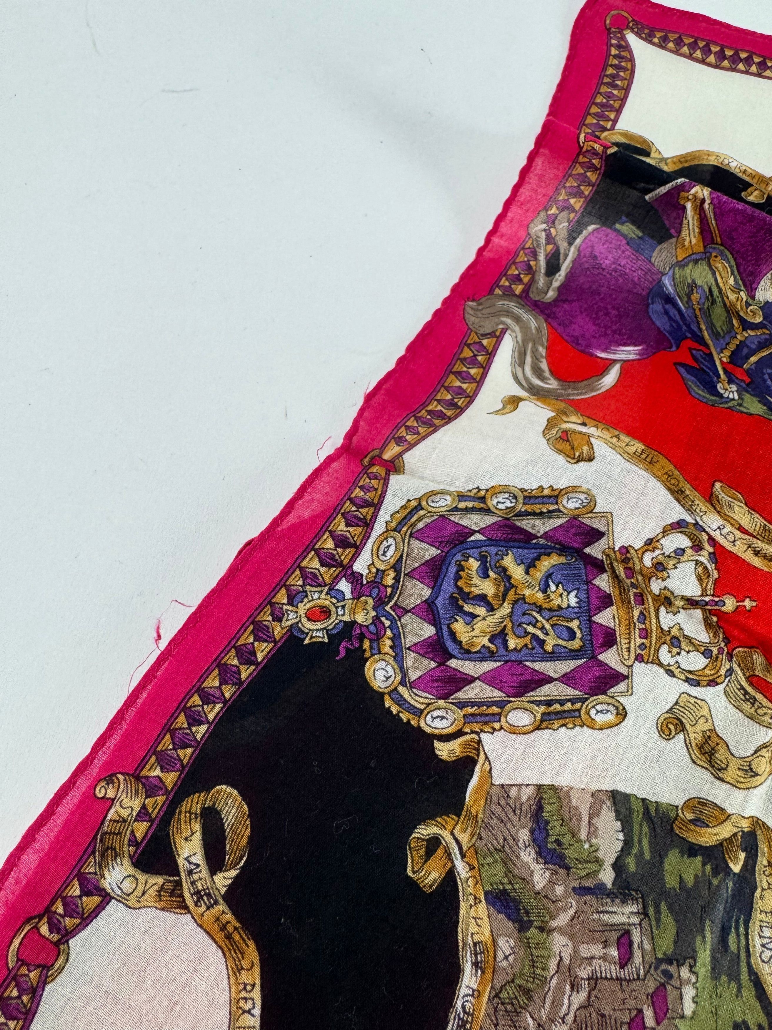 Celine Vintage Paris Scarf Red White Gold Size ONE SIZE - 7 Thumbnail