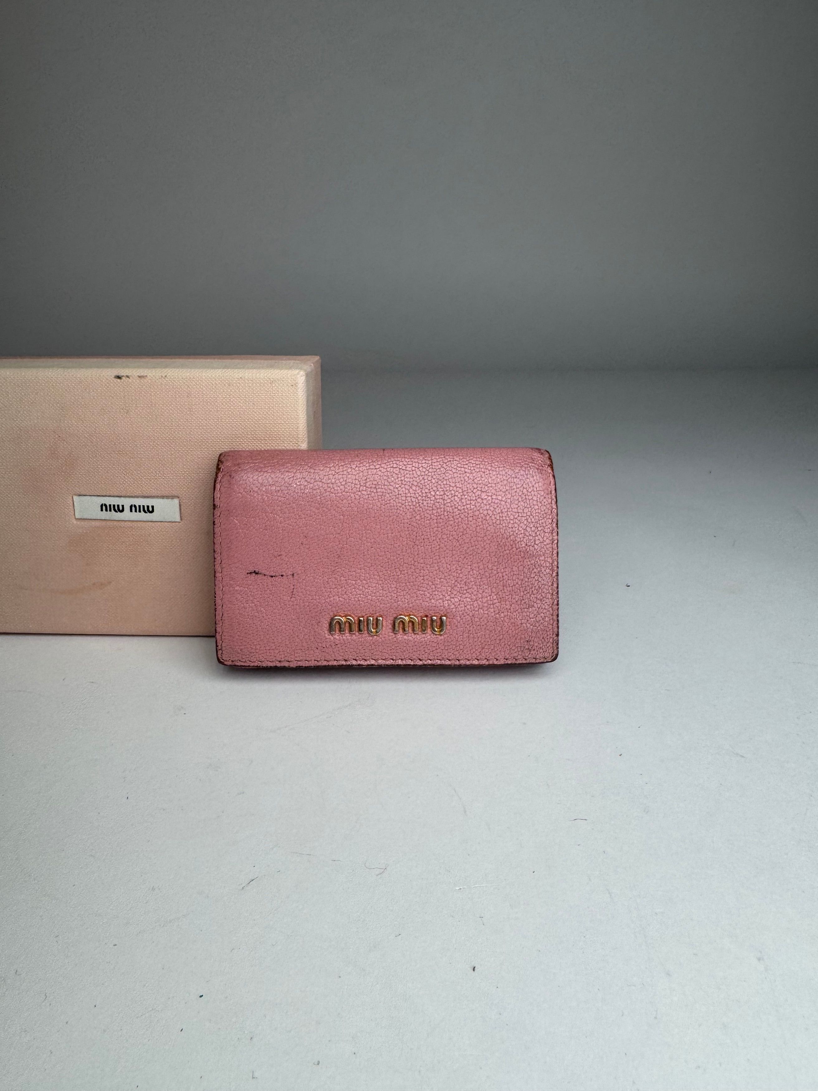 Miu Miu Vintage Leather Card Holder Pink Size ONE SIZE - 5 Thumbnail