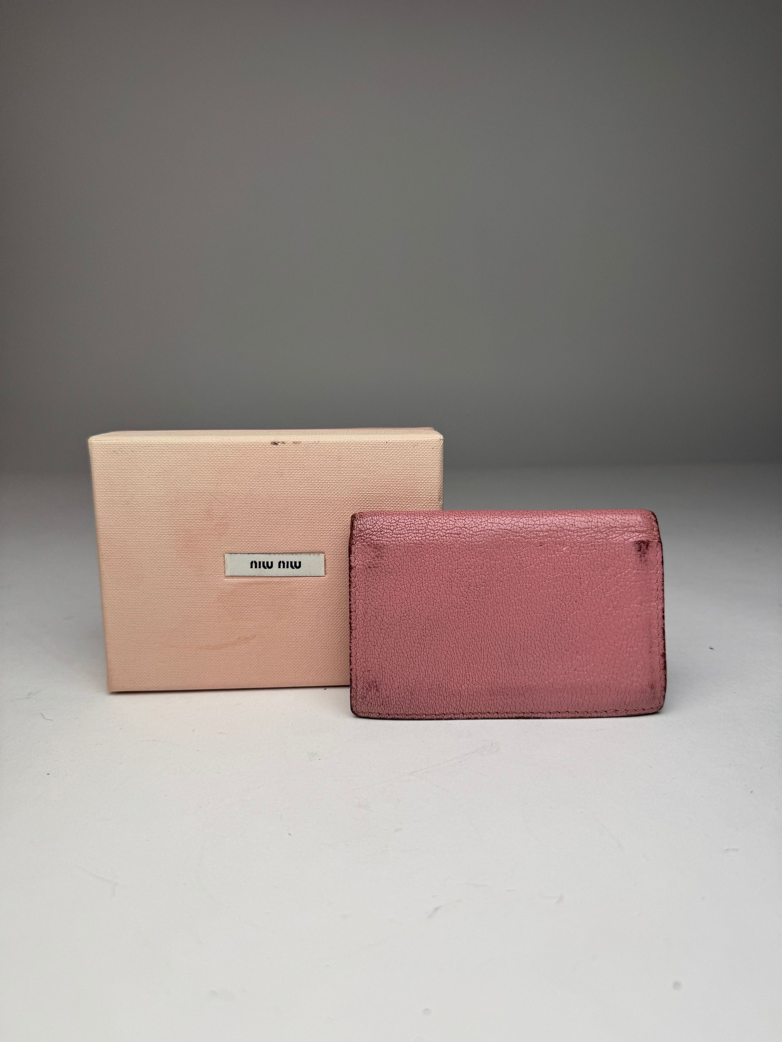 Miu Miu Vintage Leather Card Holder Pink Size ONE SIZE - 2 Thumbnail
