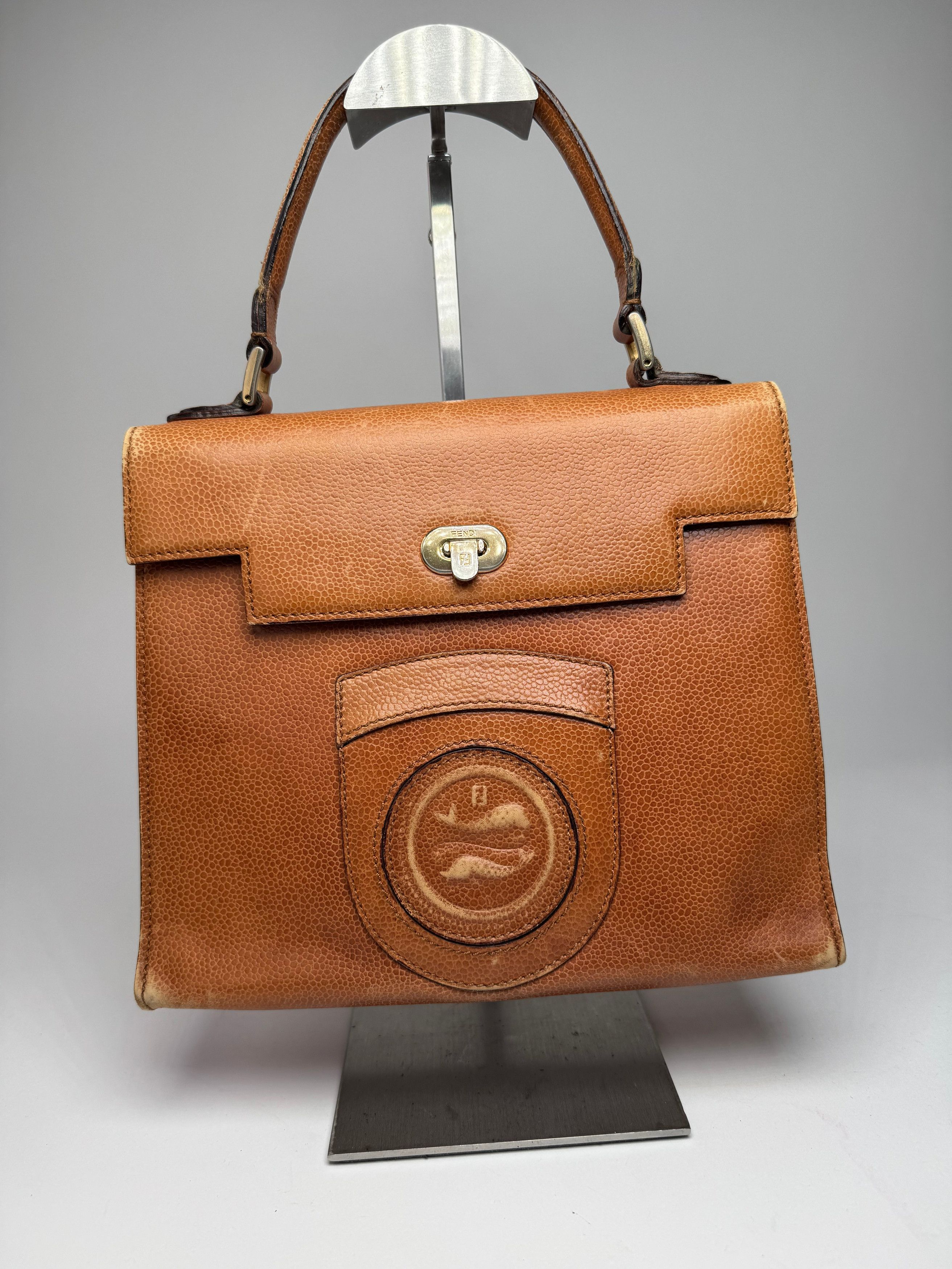 Fendi Vintage Roma Leather Handbag Brown Size ONE SIZE - 4 Thumbnail
