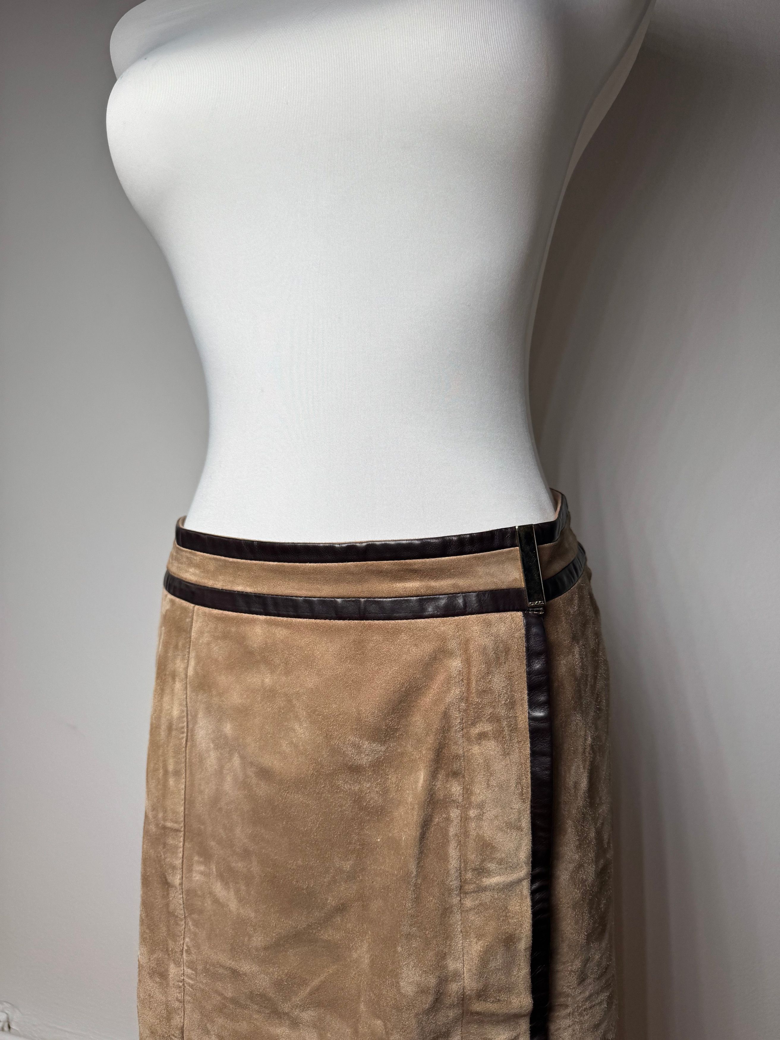 Gucci Vintage Suede Leather Skirt Brown 36/S Size 27" / US 4 / IT 40 - 15 Thumbnail