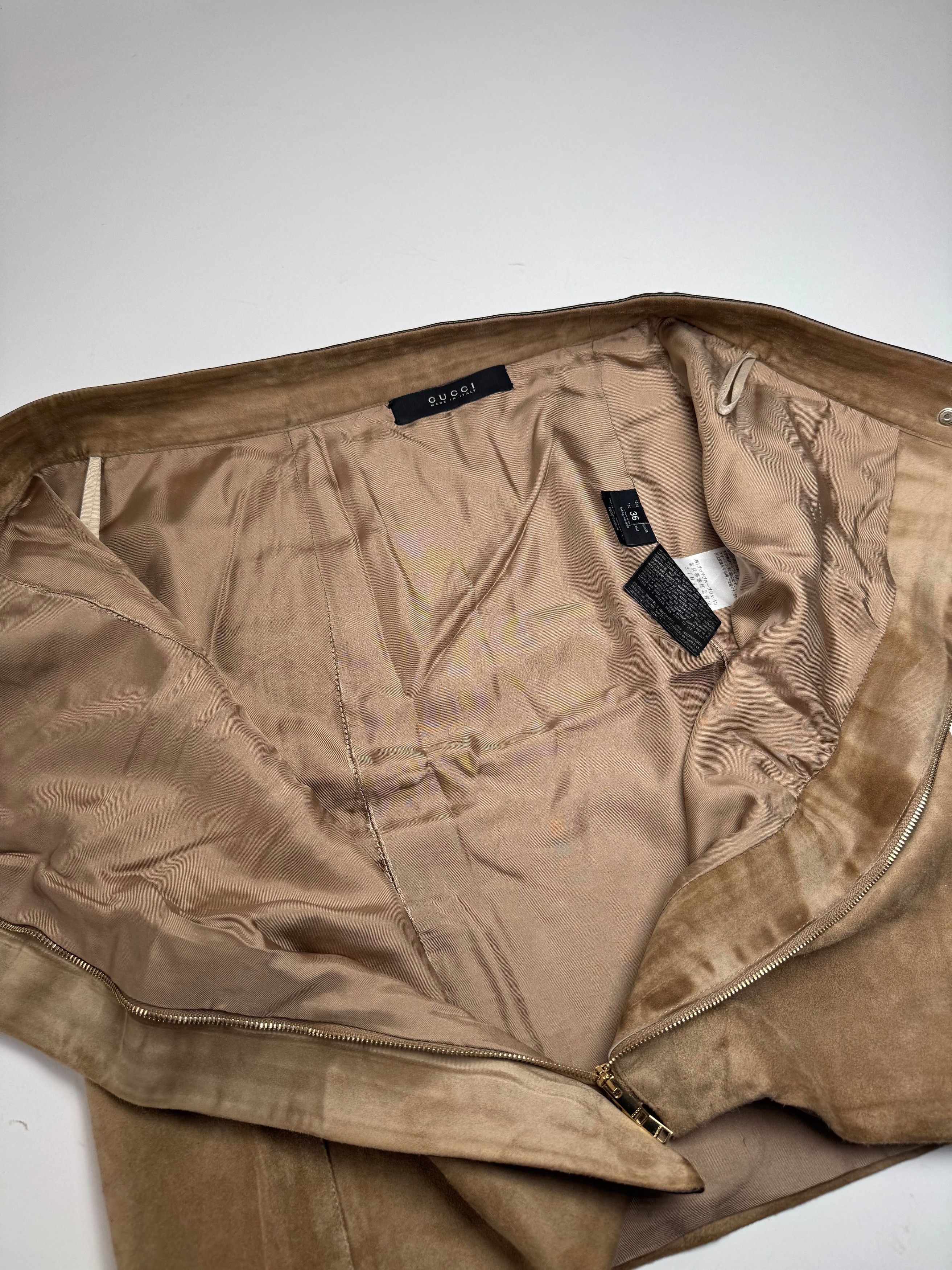 Gucci Vintage Suede Leather Skirt Brown 36/S Size 27" / US 4 / IT 40 - 9 Thumbnail