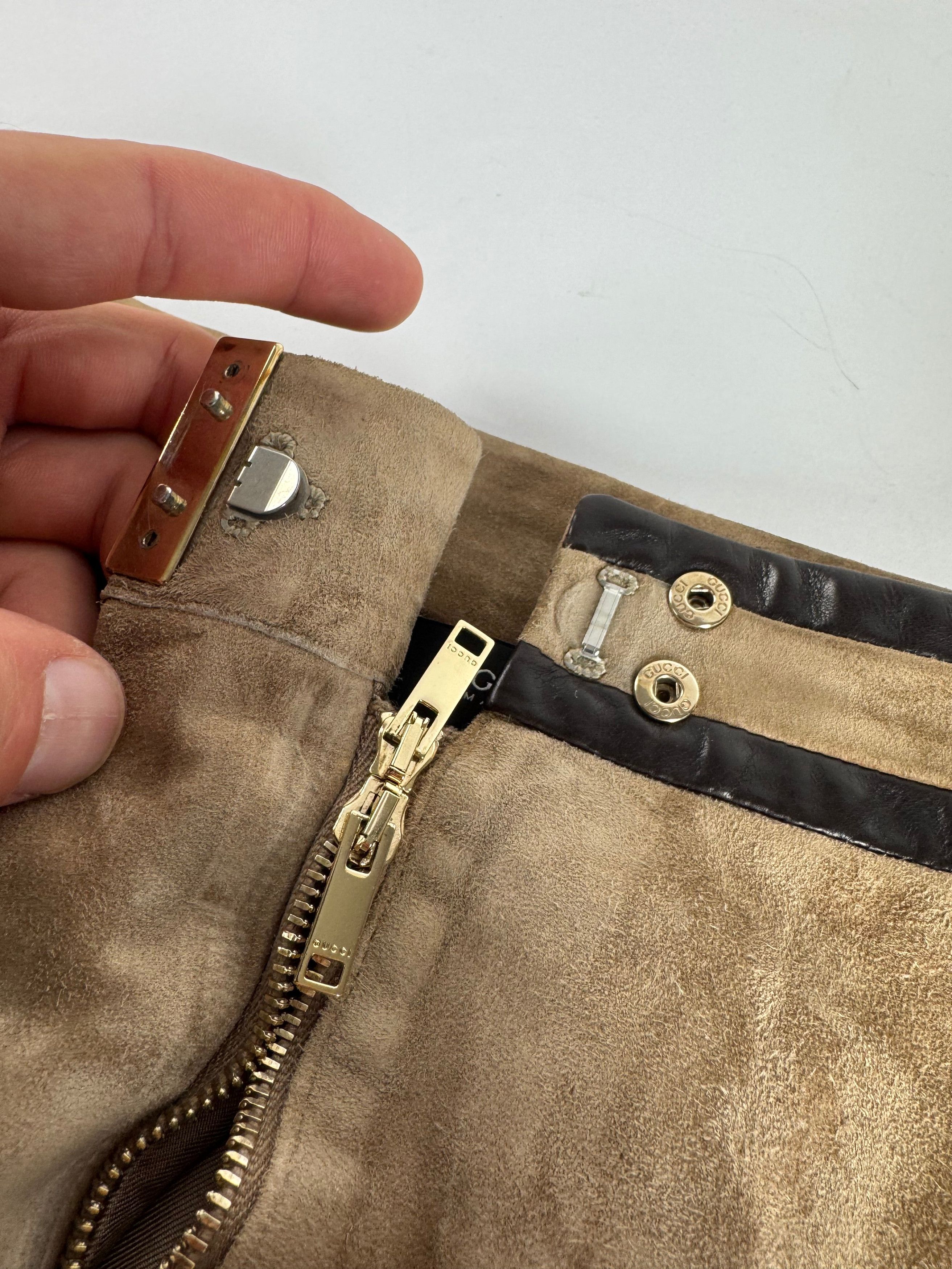 Gucci Vintage Suede Leather Skirt Brown 36/S Size 27" / US 4 / IT 40 - 8 Thumbnail