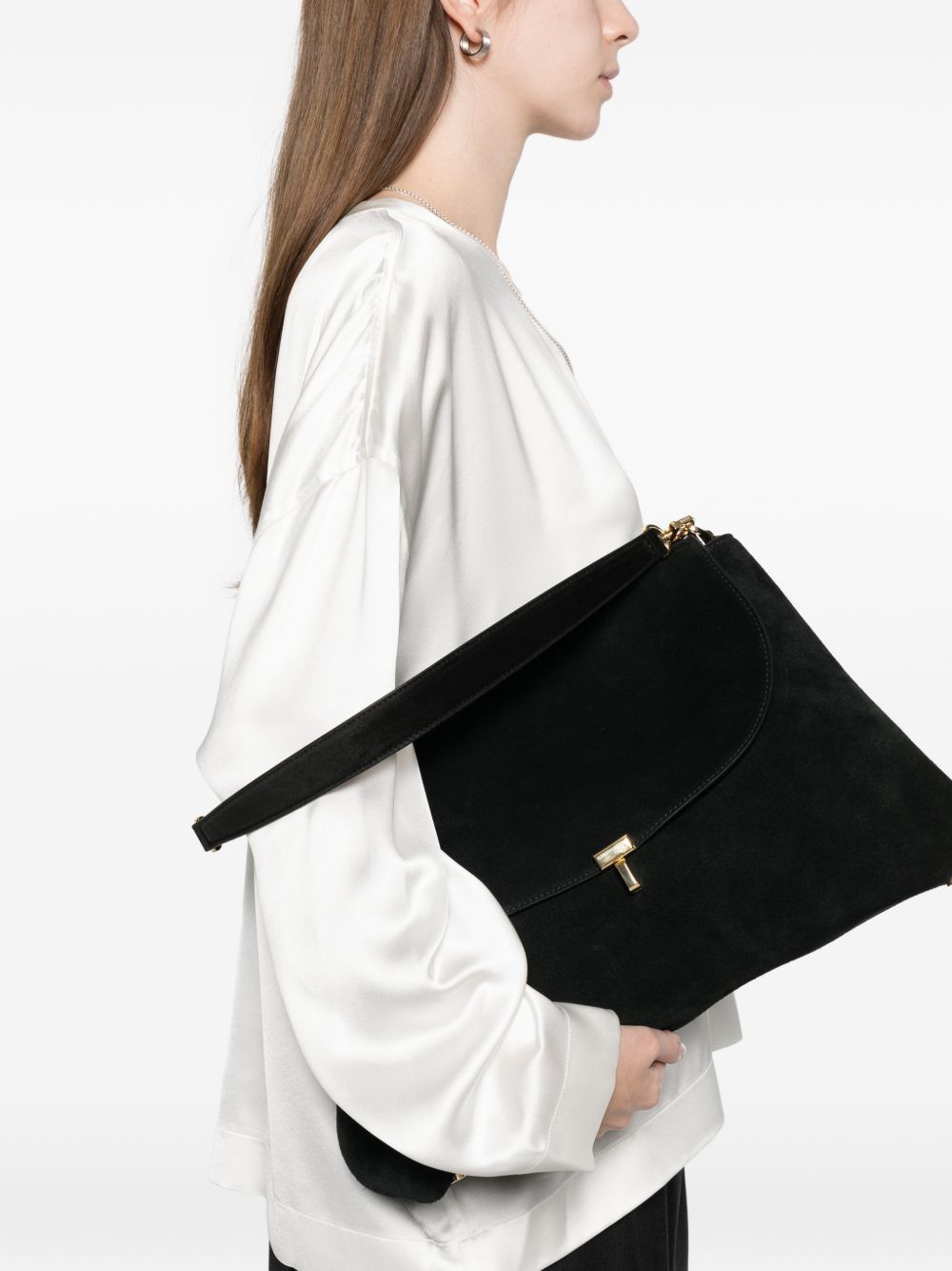 Toteme T-LOCK SUEDE LEATHER TOTE BAG Size ONE SIZE - 4 Thumbnail