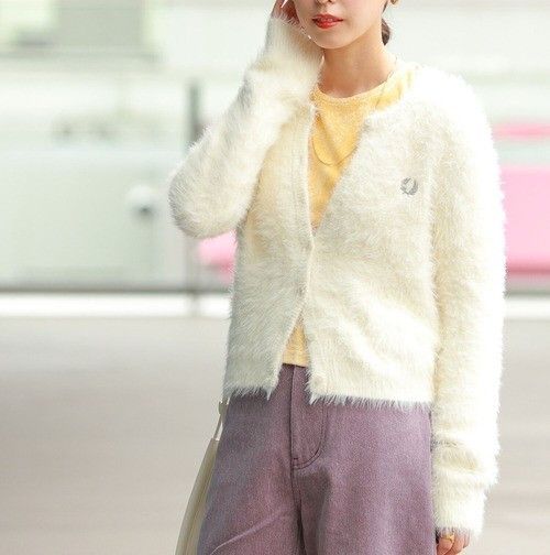 Other Other FRED PERRY × Ray BEAMS Shaggy Knit Cardigan Knitwear Textile Tops FZ7231 DUTY FREE for USA Size ONE SIZE - 3 Thumbnail