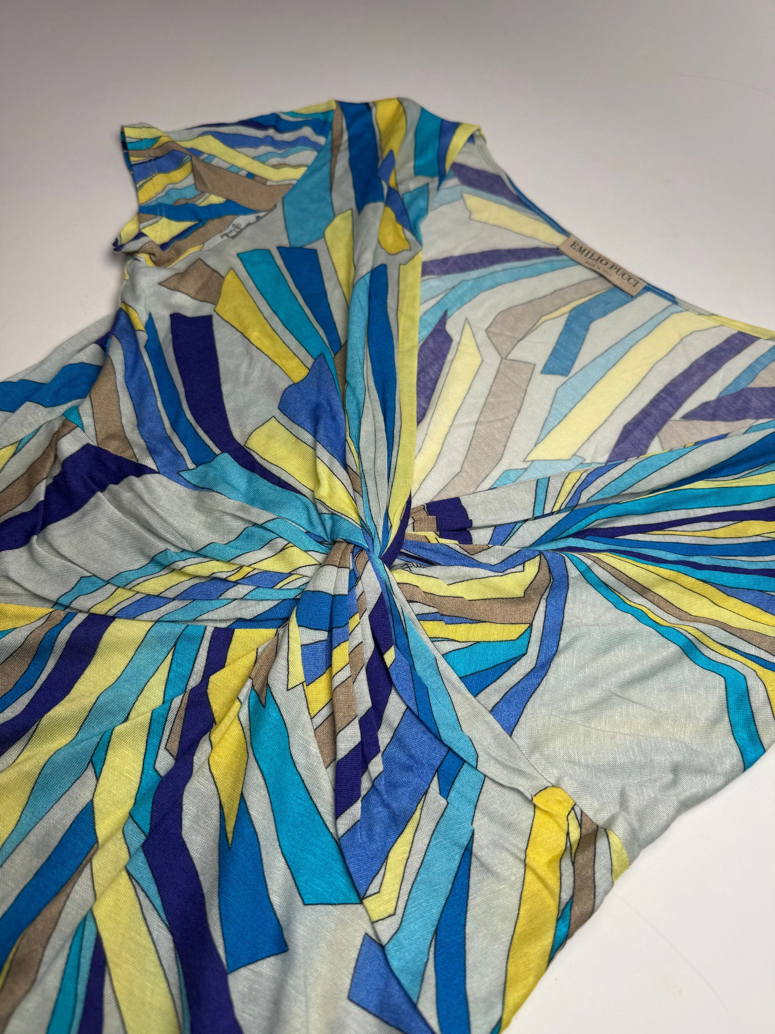 Emilio Pucci Vintage Silk / Viskose abstract Top Blue yellow 40/L Size L / US 10 / IT 46 - 8 Thumbnail