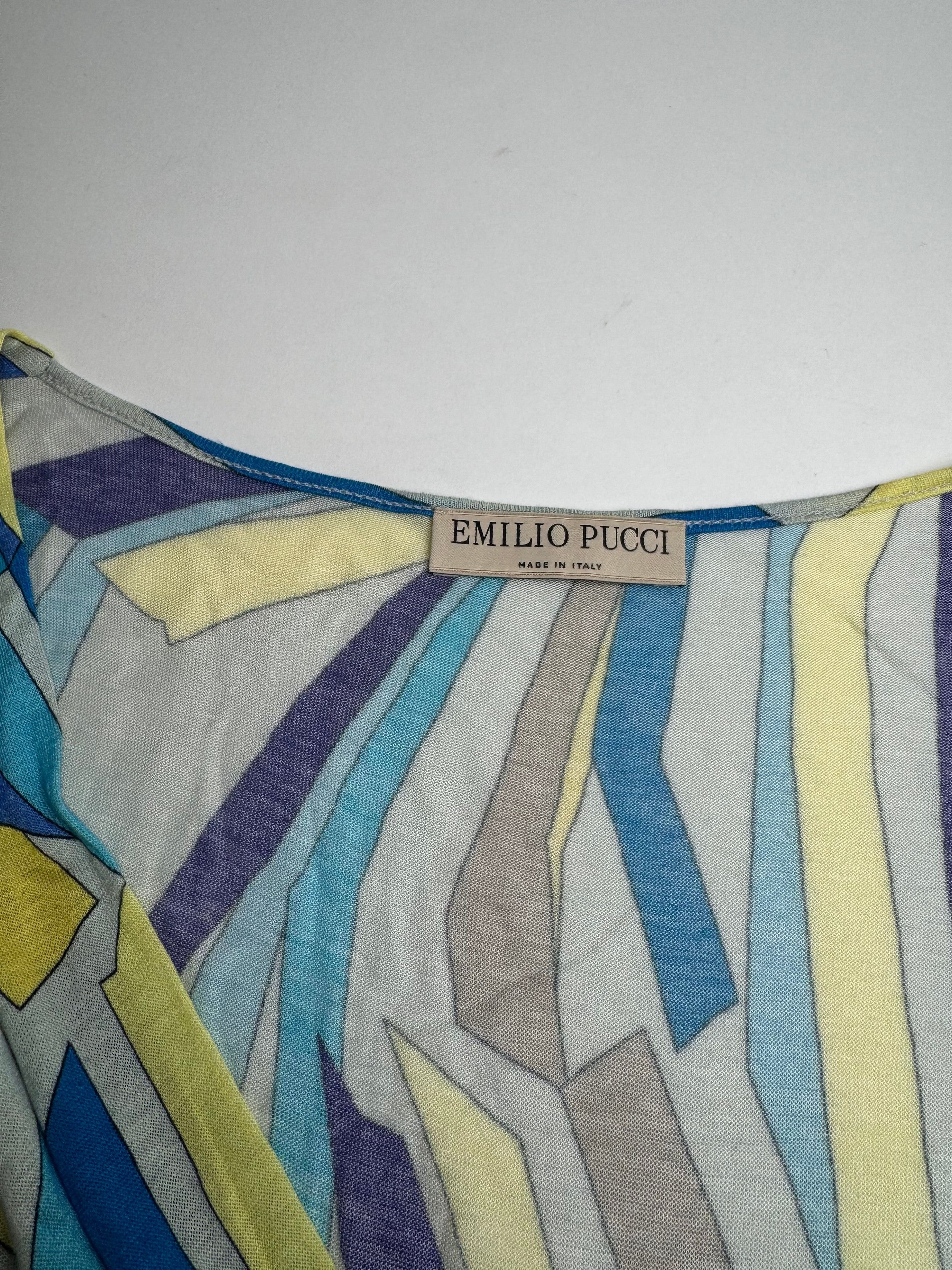 Emilio Pucci Vintage Silk / Viskose abstract Top Blue yellow 40/L Size L / US 10 / IT 46 - 6 Thumbnail
