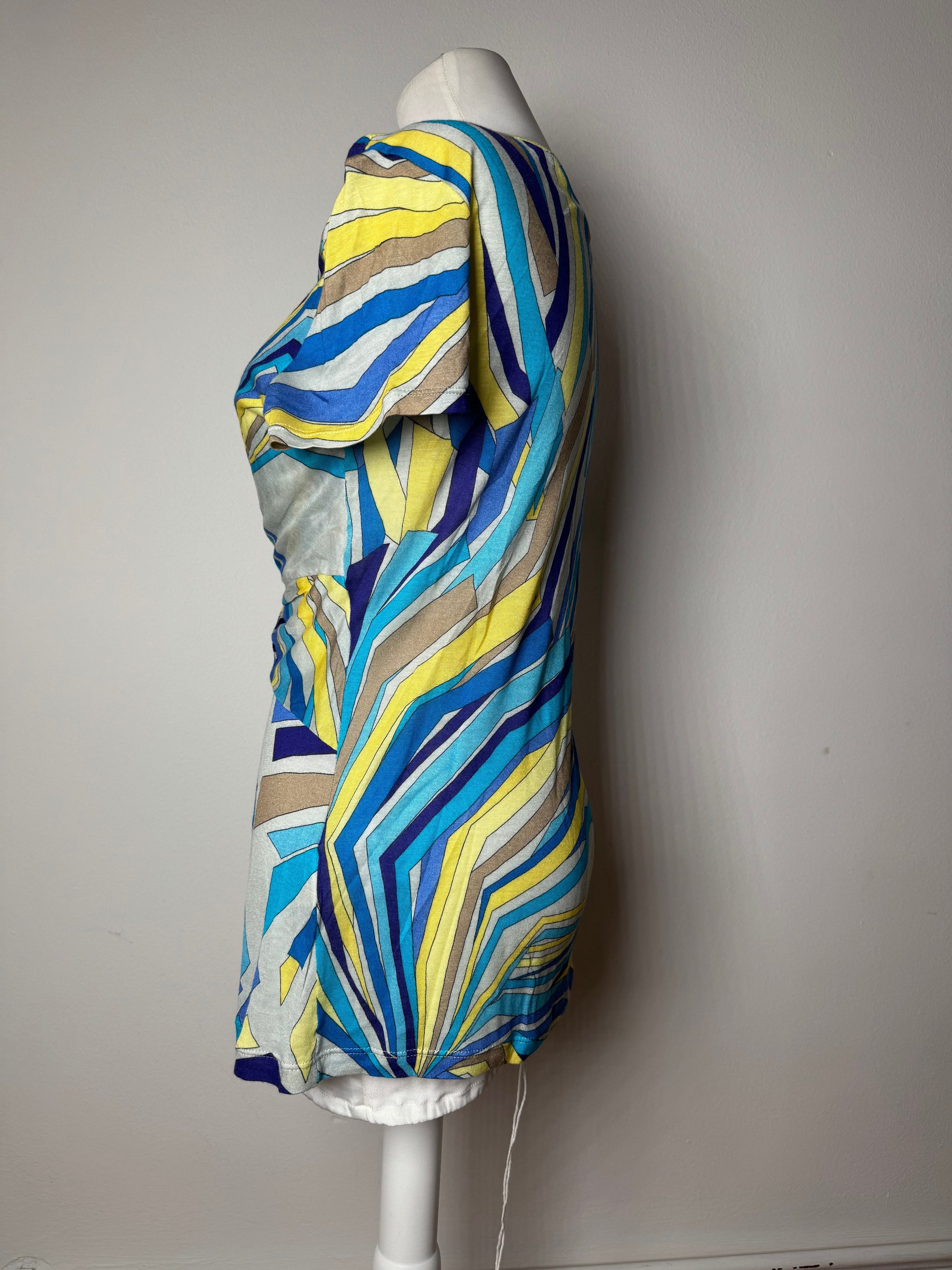 Emilio Pucci Vintage Silk / Viskose abstract Top Blue yellow 40/L Size L / US 10 / IT 46 - 2 Thumbnail
