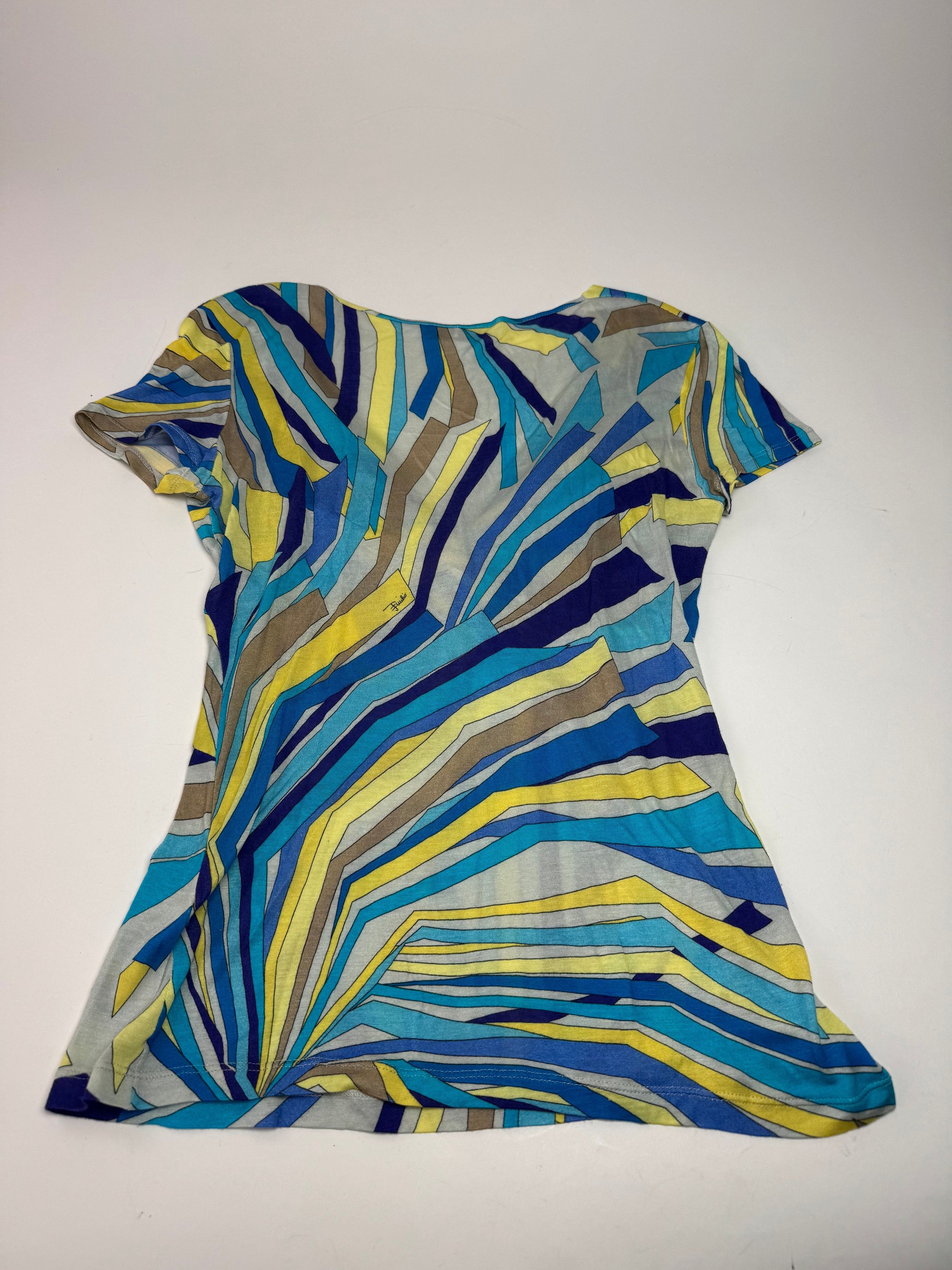 Emilio Pucci Vintage Silk / Viskose abstract Top Blue yellow 40/L Size L / US 10 / IT 46 - 12 Thumbnail