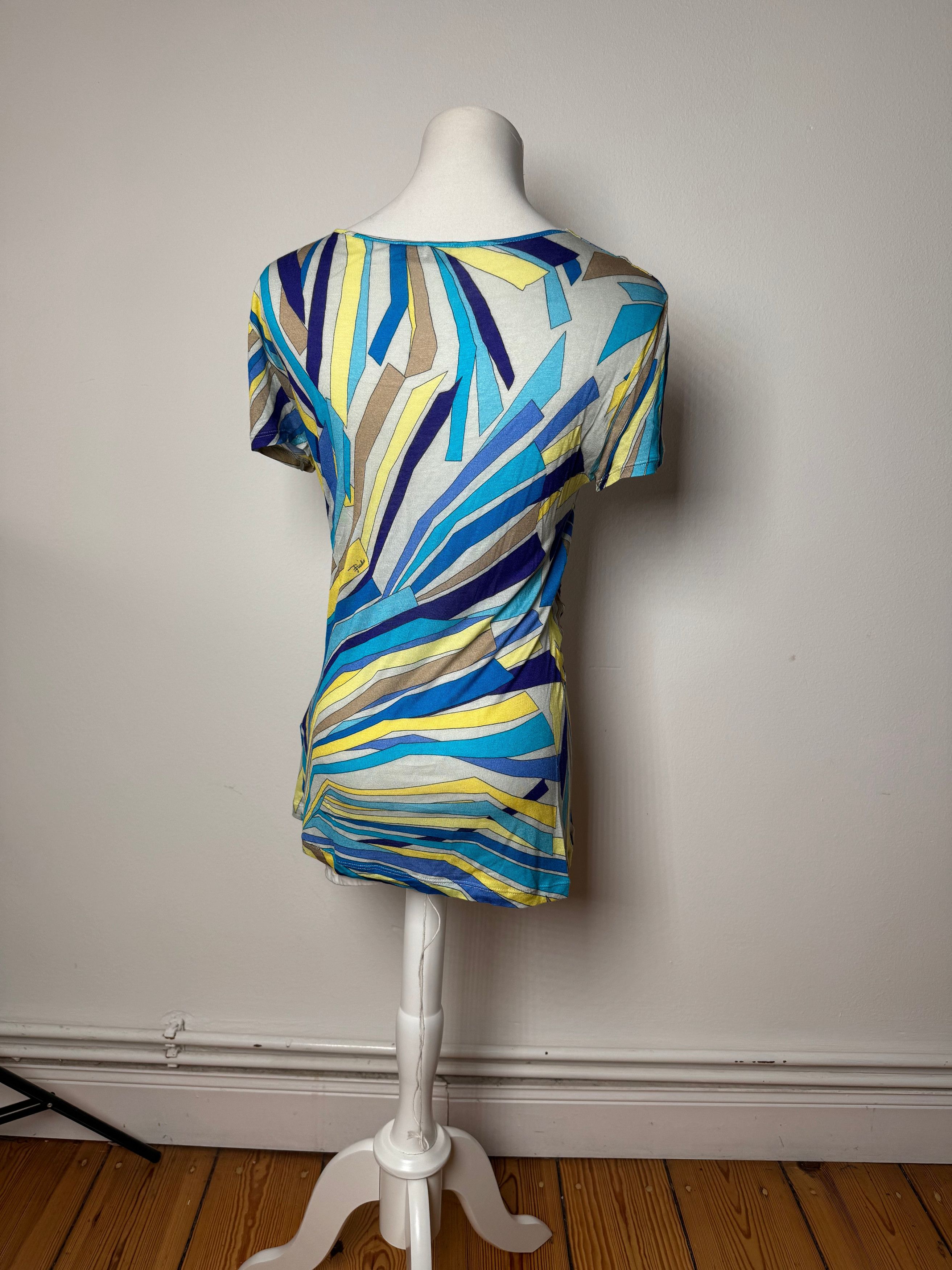 Emilio Pucci Vintage Silk / Viskose abstract Top Blue yellow 40/L Size L / US 10 / IT 46 - 3 Thumbnail