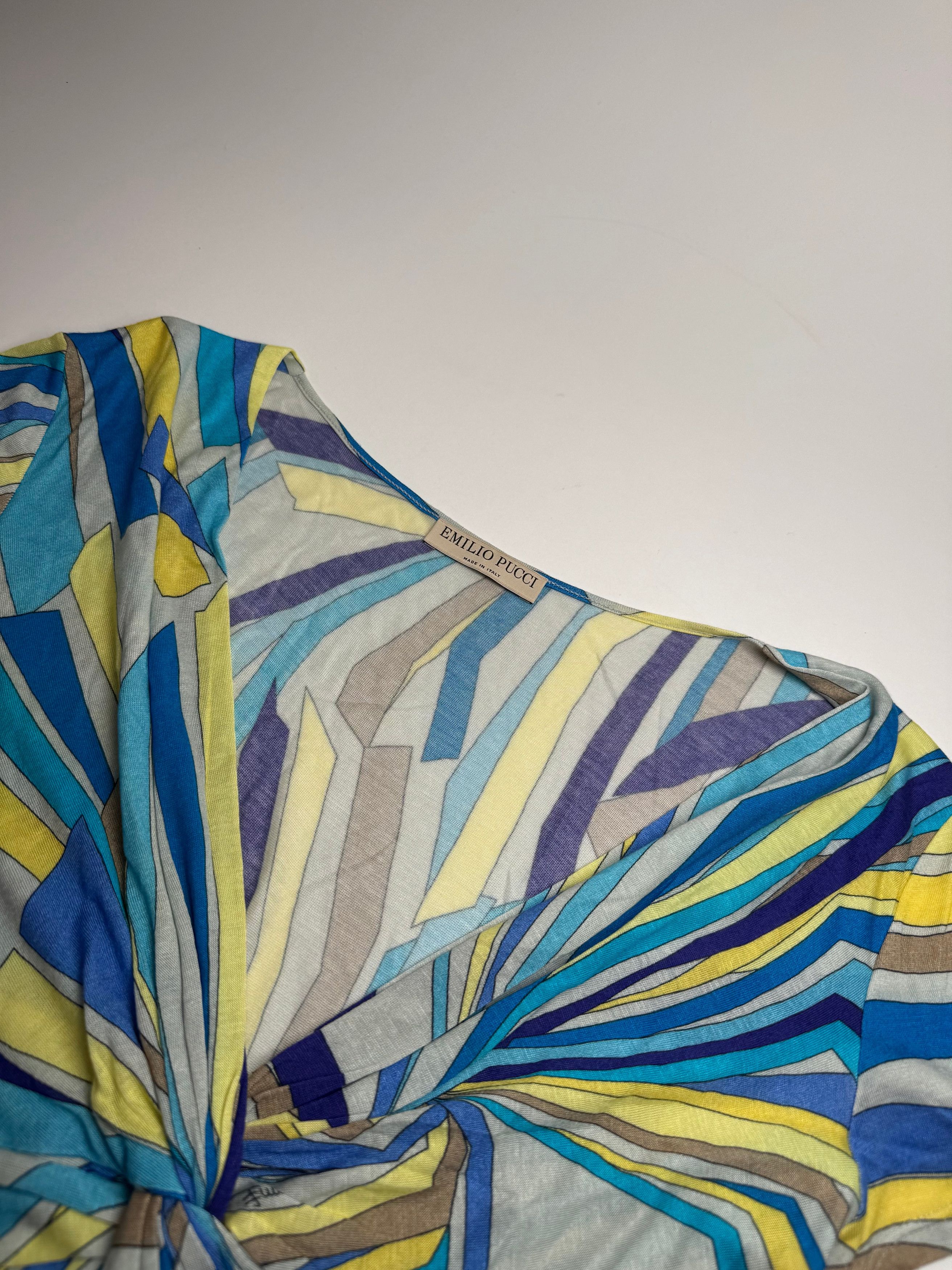 Emilio Pucci Vintage Silk / Viskose abstract Top Blue yellow 40/L Size L / US 10 / IT 46 - 5 Thumbnail