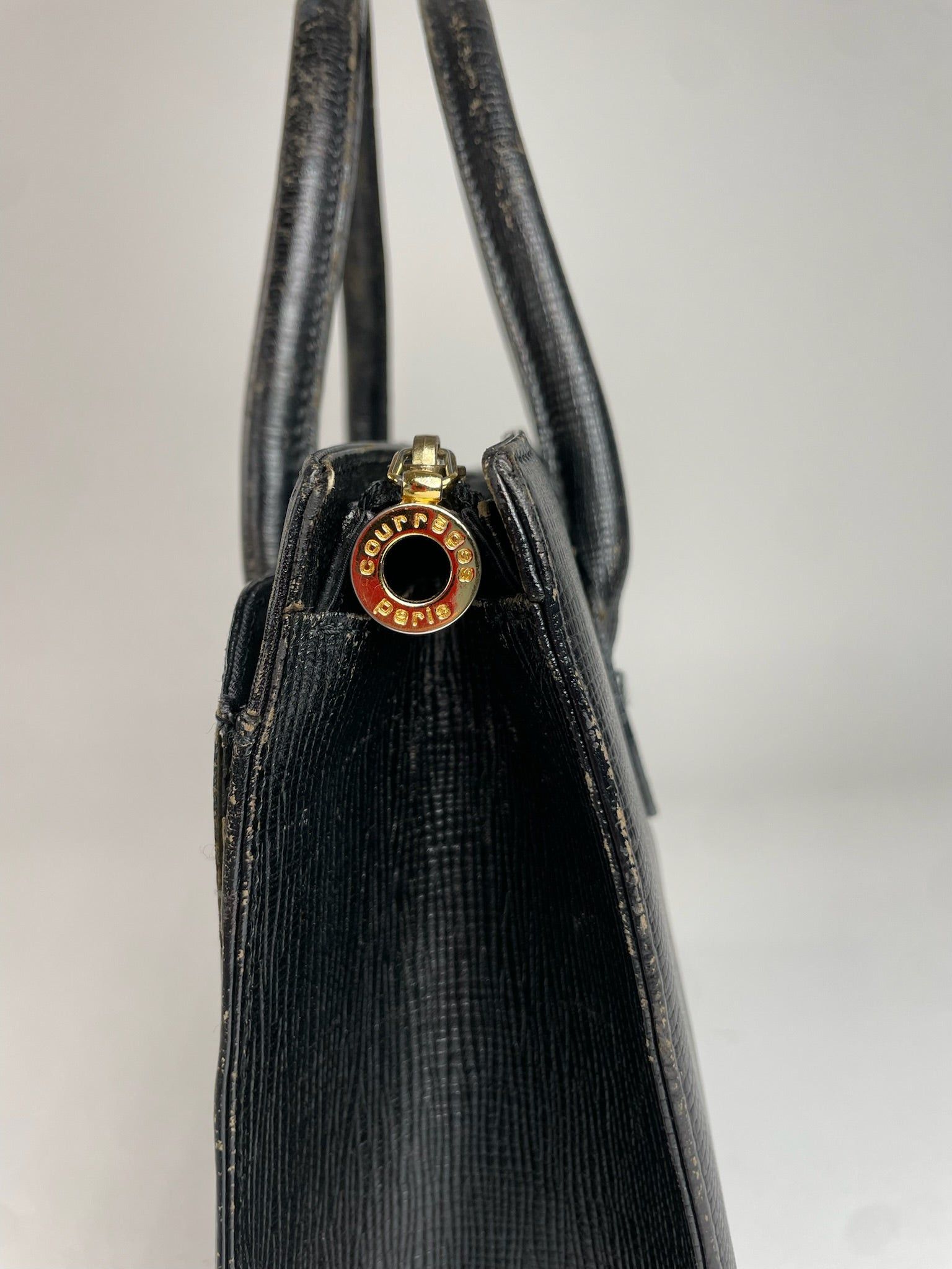 Courreges Vintage Leather Handbag Black Size ONE SIZE - 7 Thumbnail