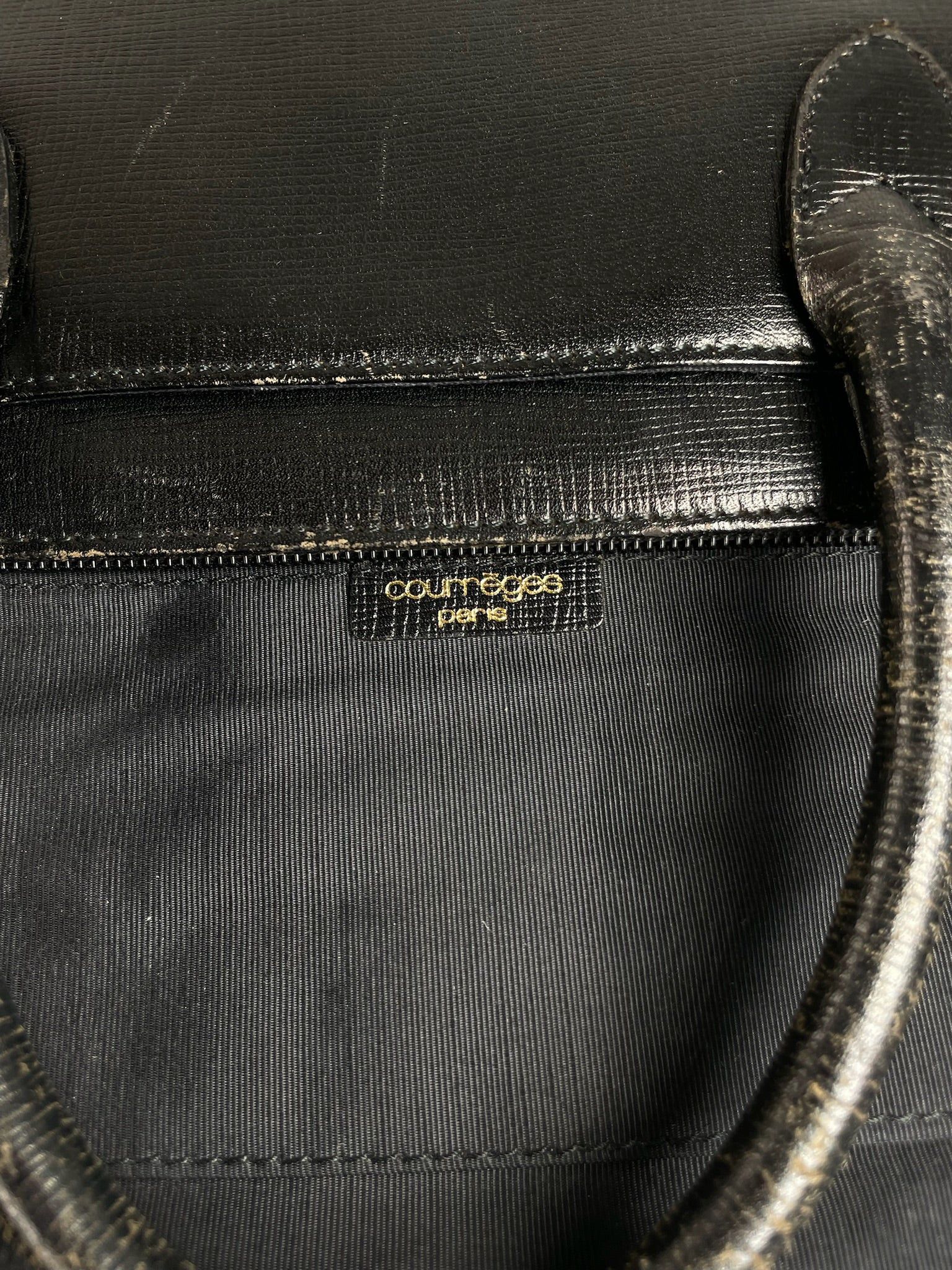 Courreges Vintage Leather Handbag Black Size ONE SIZE - 4 Thumbnail