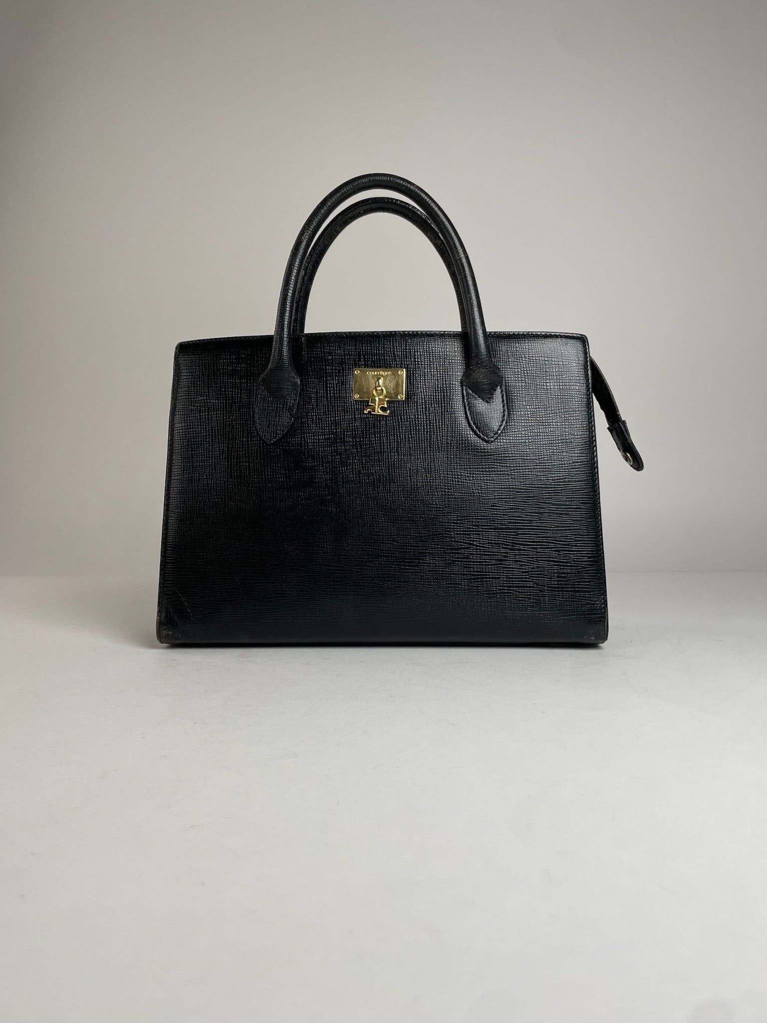 Courreges Vintage Leather Handbag Black Size ONE SIZE - 8 Thumbnail