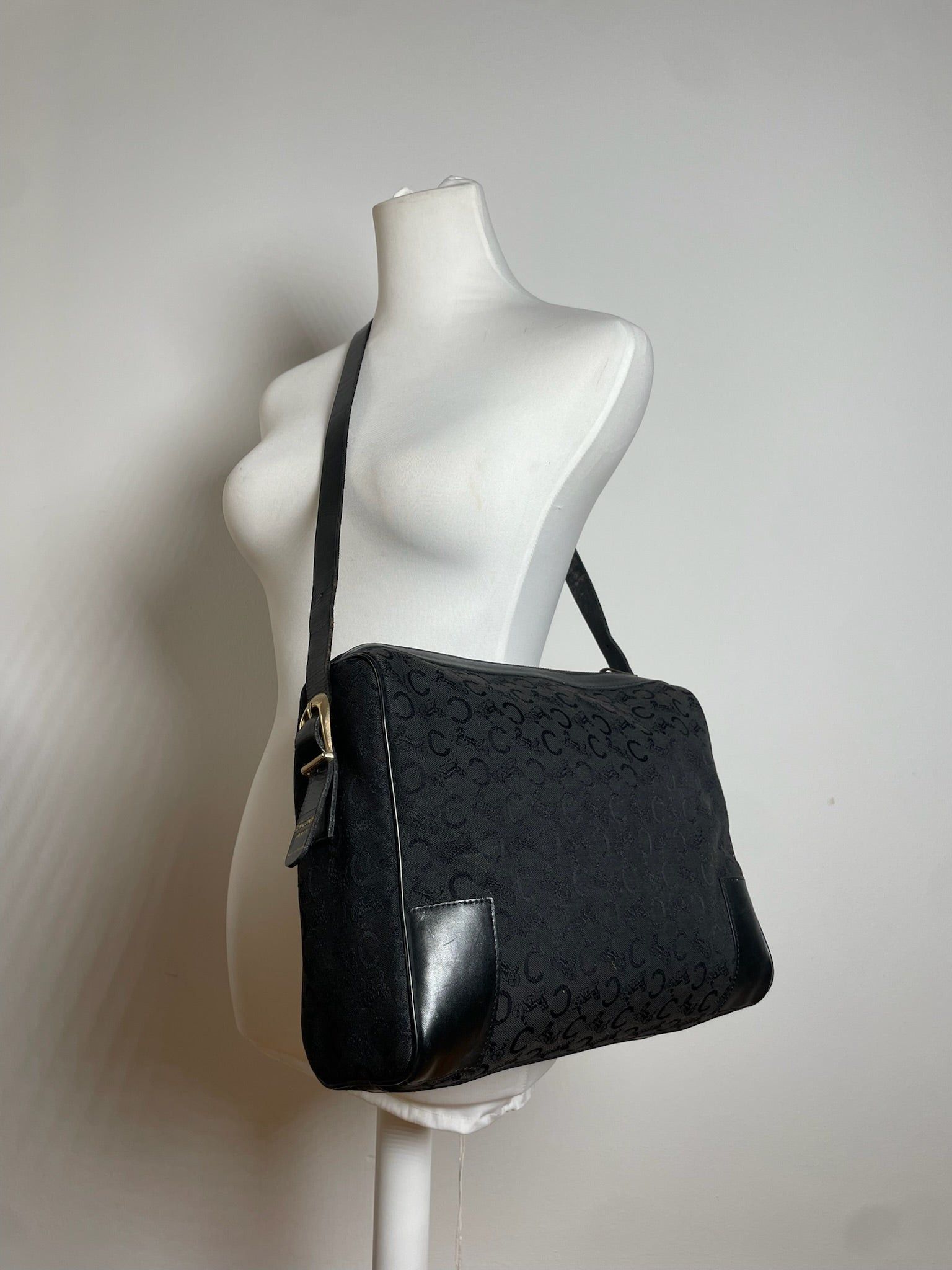 Celine Vintage Macadam Monogram Leather Bag Black Size ONE SIZE - 4 Thumbnail