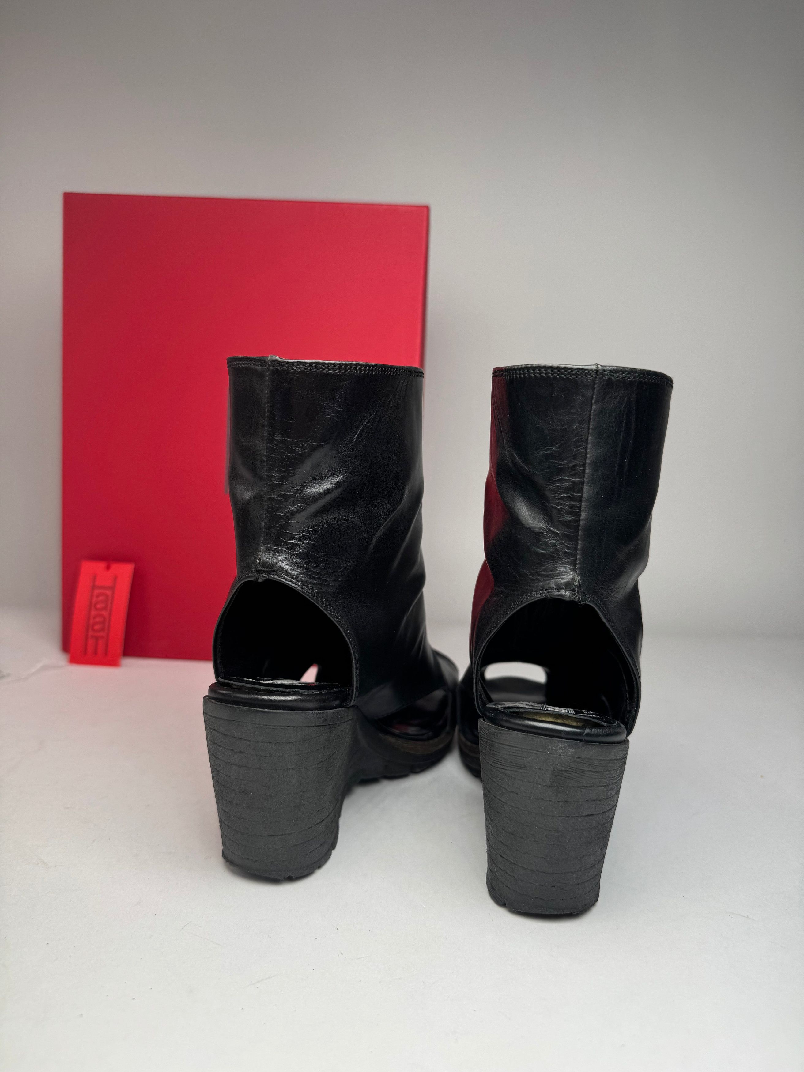 Other Vintage Issey Miyake Open Black Leather Boots Black Size US 7 / IT 37 - 4 Thumbnail
