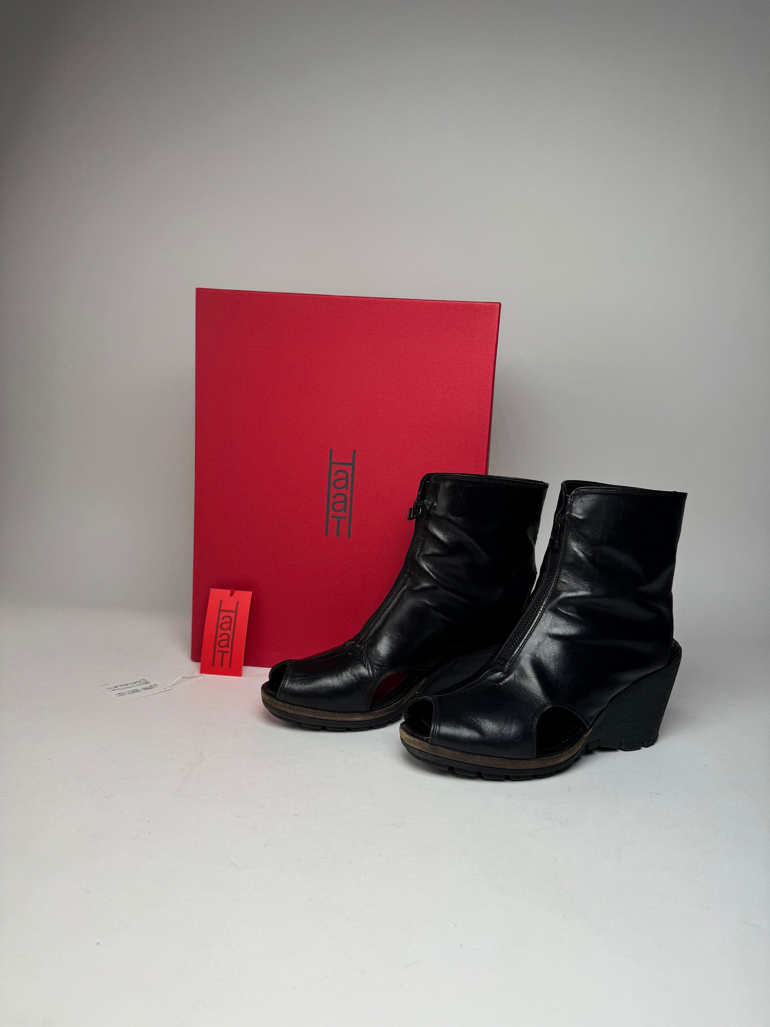 Other Vintage Issey Miyake Open Black Leather Boots Black Size US 7 / IT 37 - 13 Thumbnail