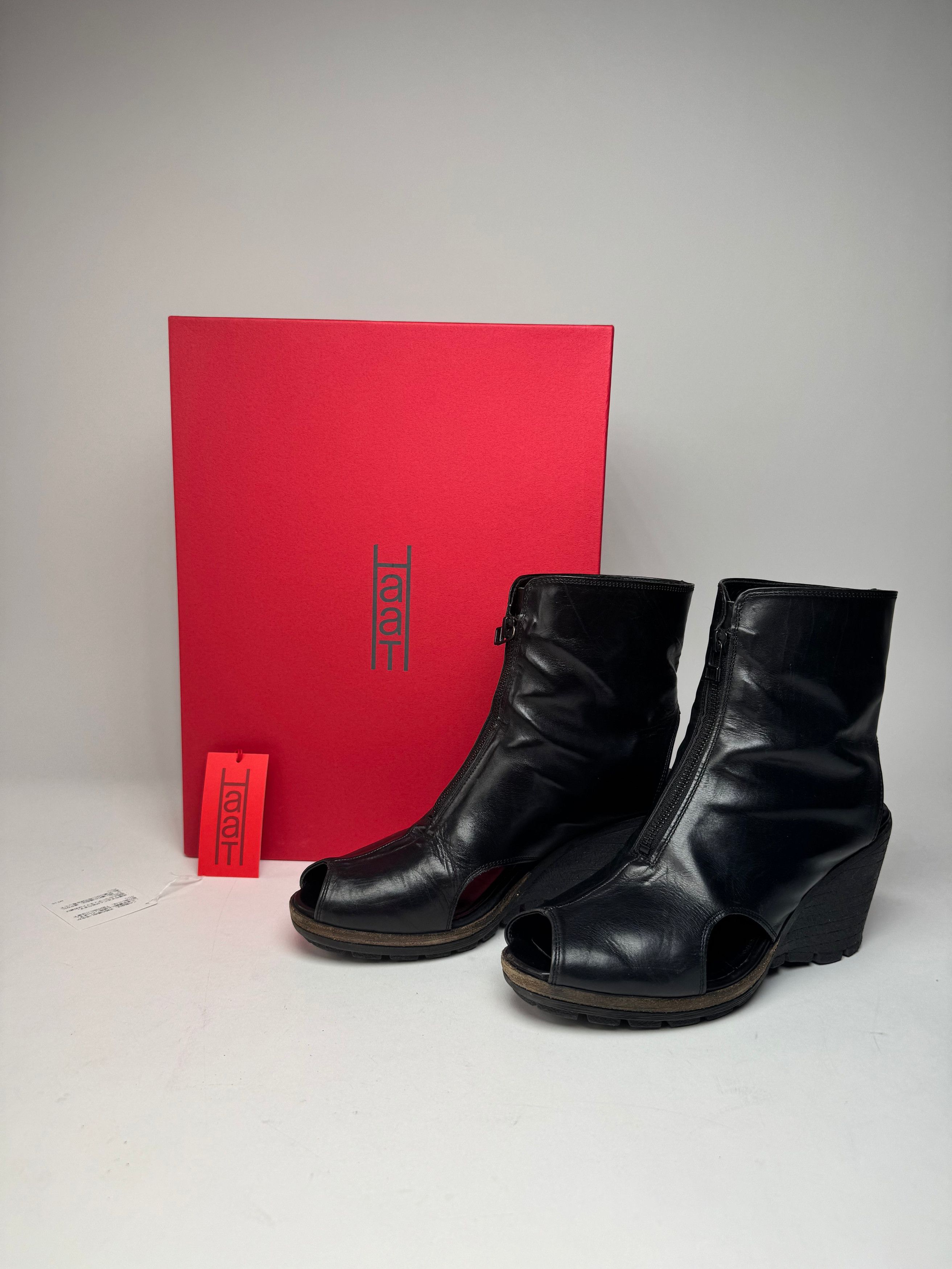 Other Vintage Issey Miyake Open Black Leather Boots Black Size US 7 / IT 37 - 2 Thumbnail