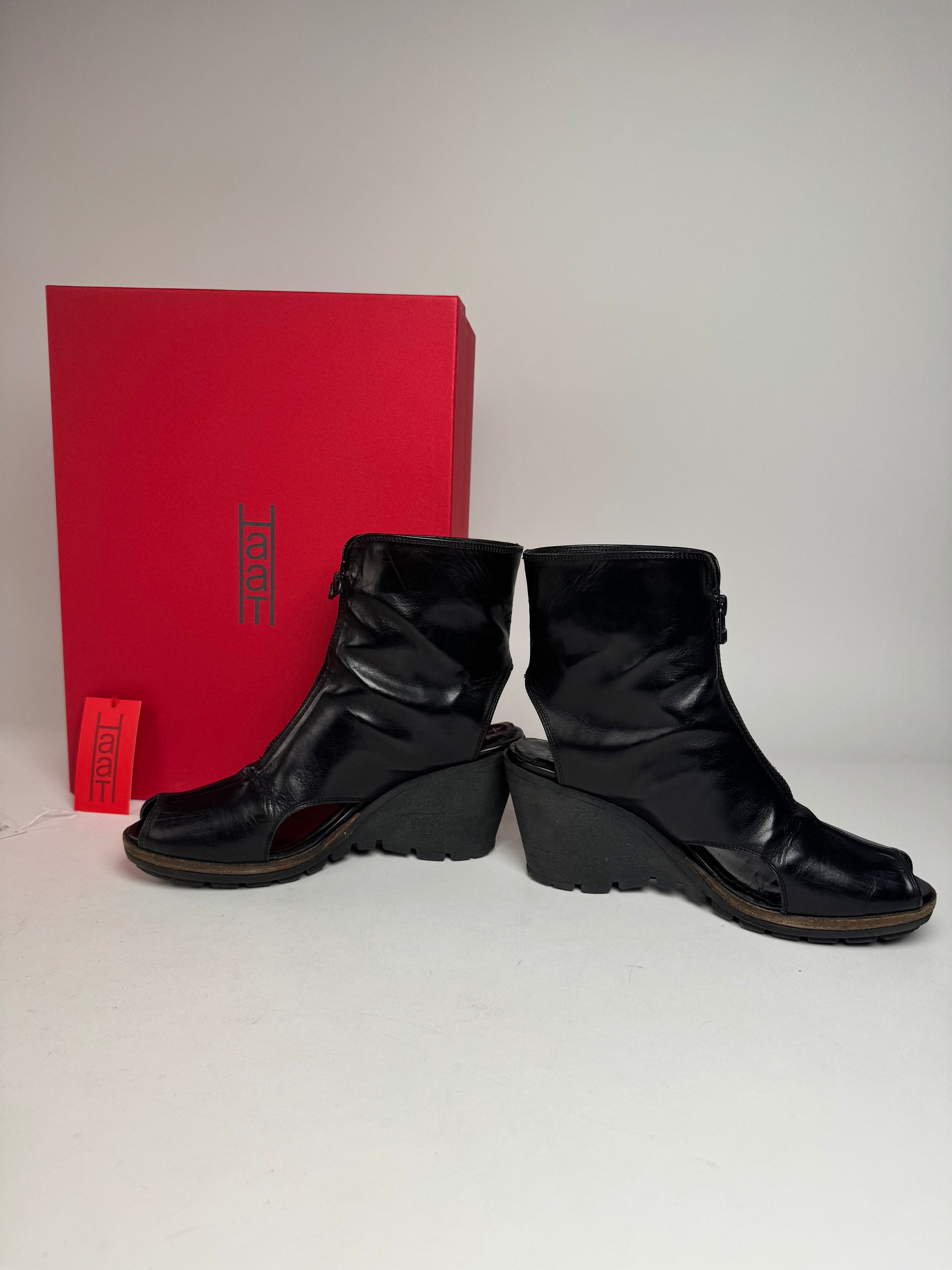 Other Vintage Issey Miyake Open Black Leather Boots Black Size US 7 / IT 37 - 3 Thumbnail