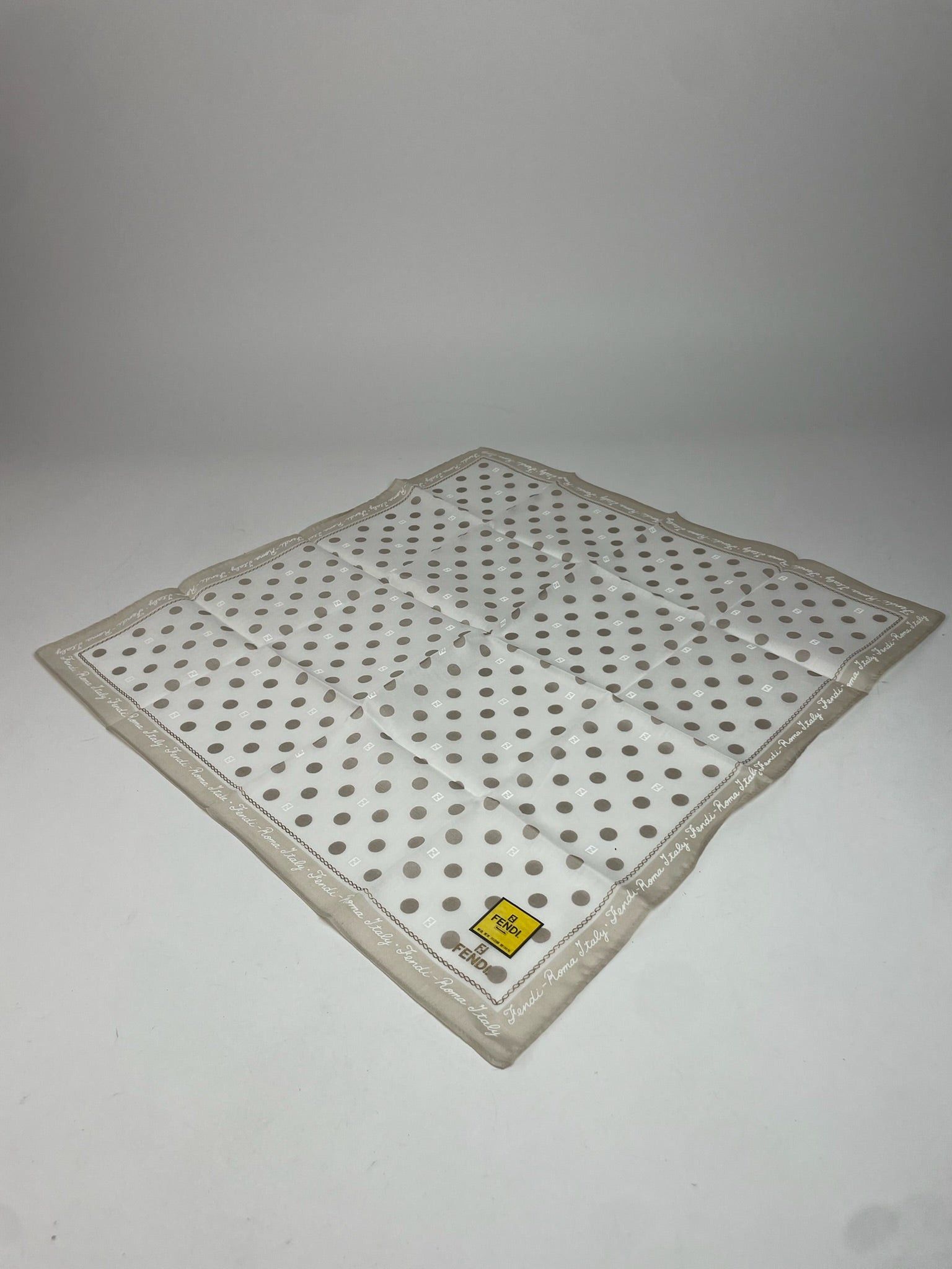 Fendi Vintage Polkadot Monogram Scarf White Grey Size ONE SIZE - 4 Thumbnail