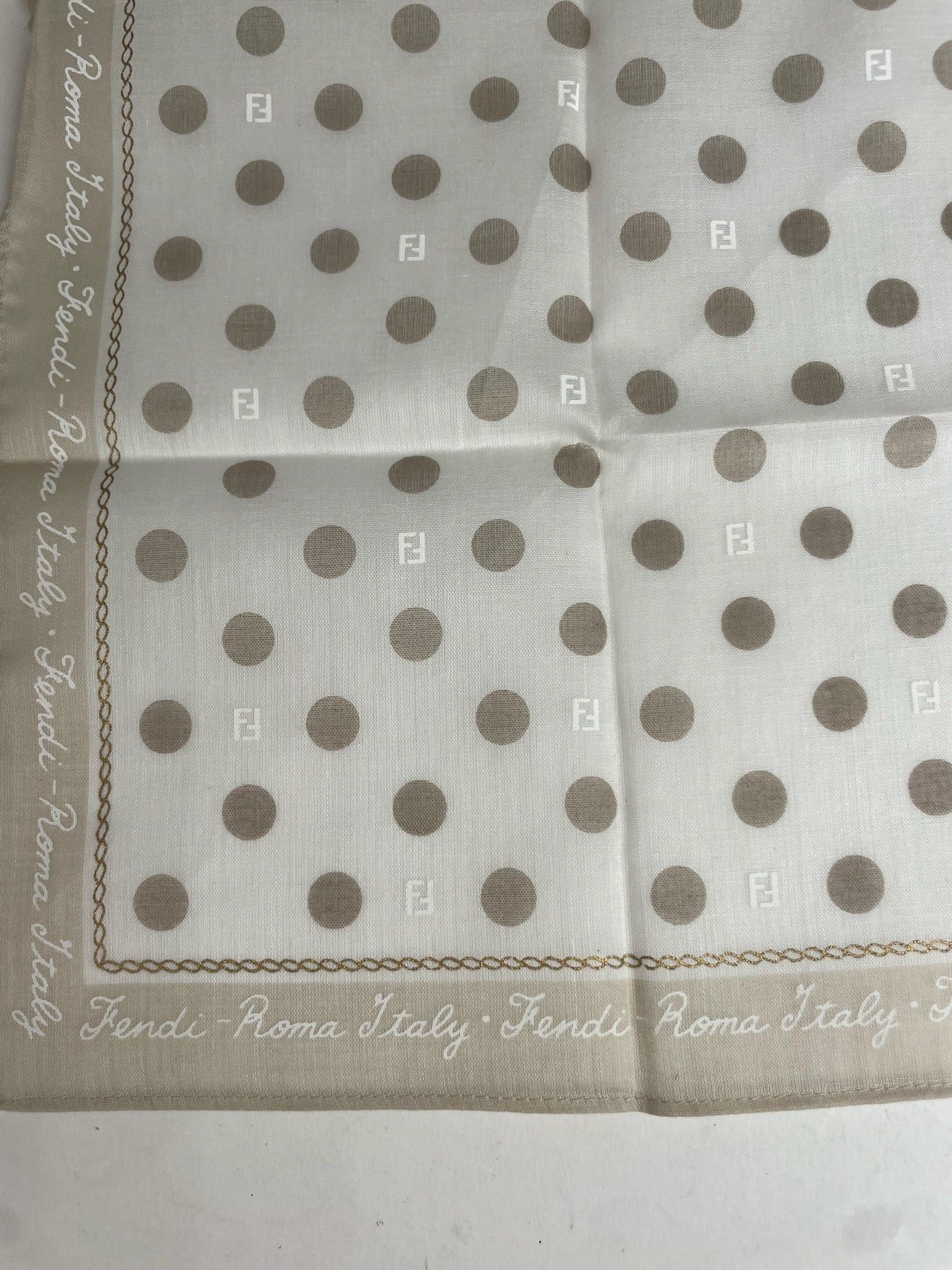 Fendi Vintage Polkadot Monogram Scarf White Grey Size ONE SIZE - 2 Thumbnail