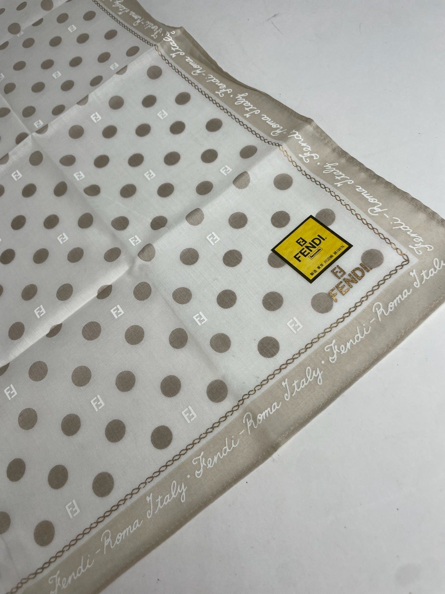 Fendi Vintage Polkadot Monogram Scarf White Grey Size ONE SIZE - 6 Thumbnail