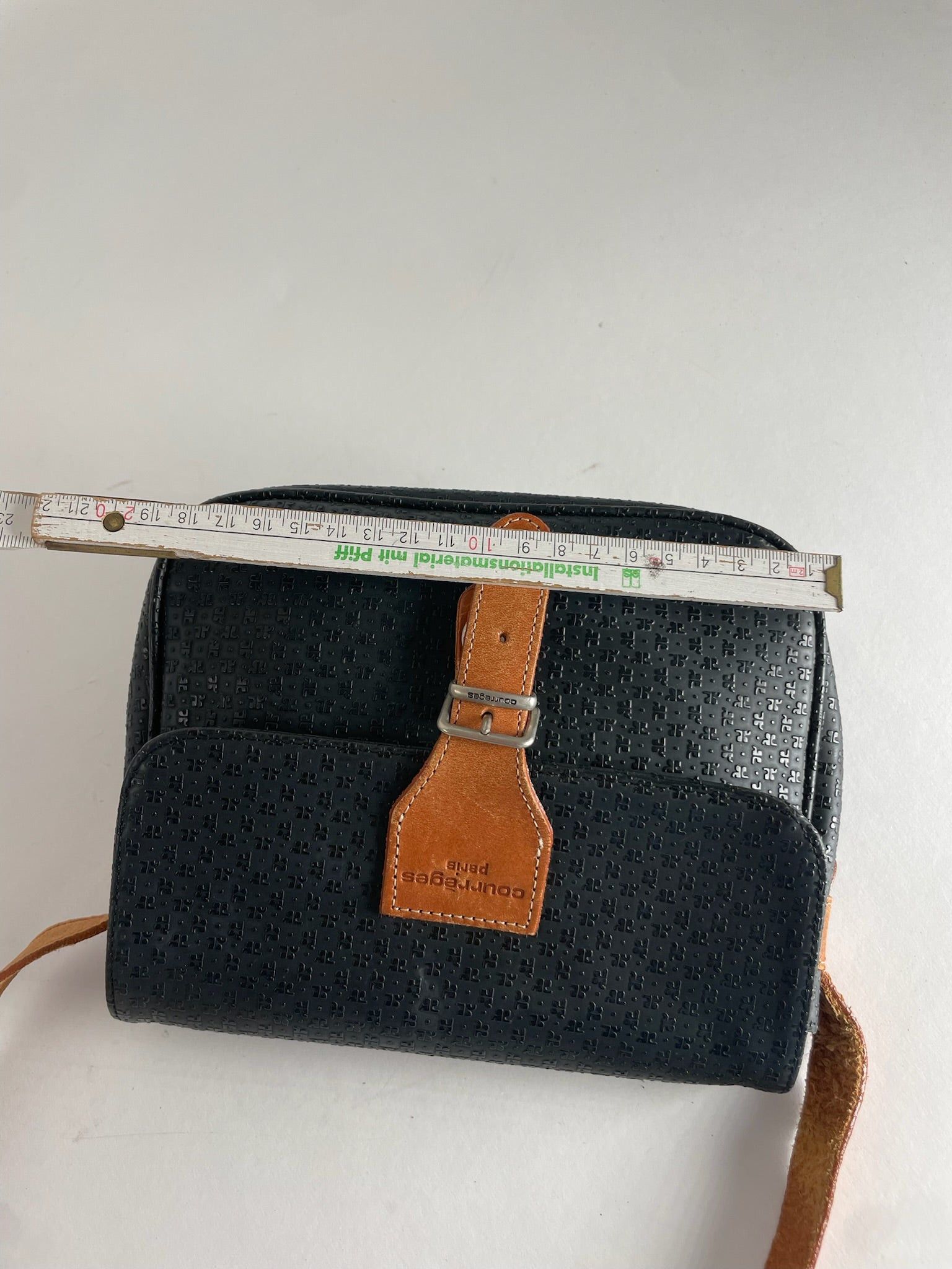 Courreges Vintage Leather Monogram Shoulder Bag Black Brown Size ONE SIZE - 11 Thumbnail