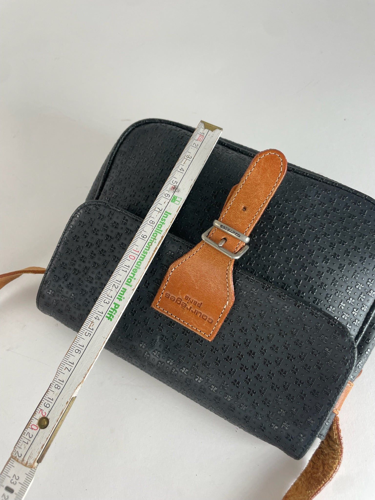 Courreges Vintage Leather Monogram Shoulder Bag Black Brown Size ONE SIZE - 12 Thumbnail