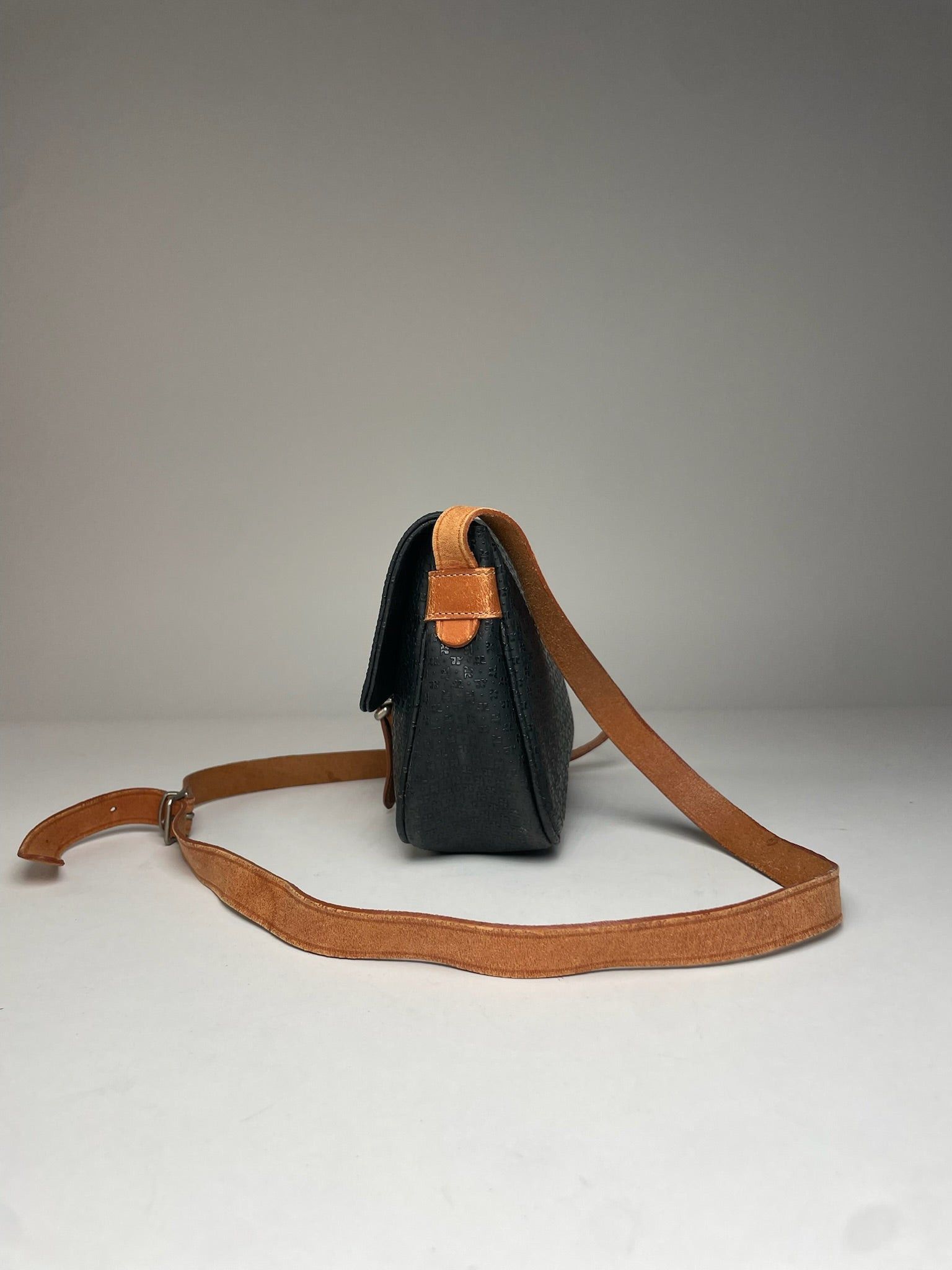 Courreges Vintage Leather Monogram Shoulder Bag Black Brown Size ONE SIZE - 4 Thumbnail