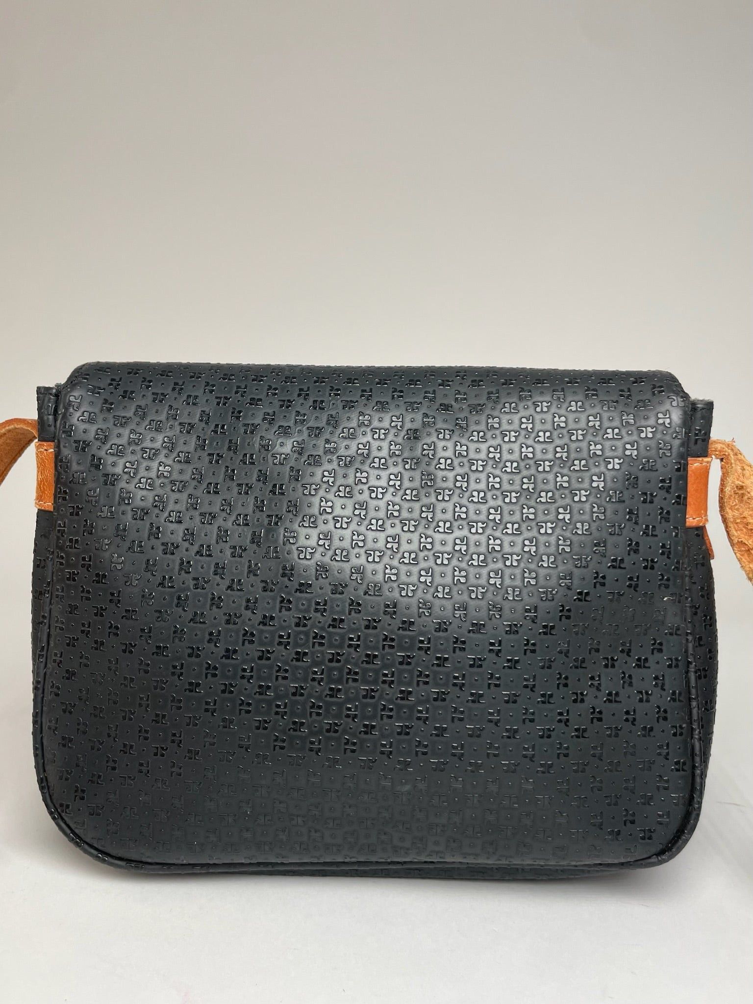 Courreges Vintage Leather Monogram Shoulder Bag Black Brown Size ONE SIZE - 10 Thumbnail