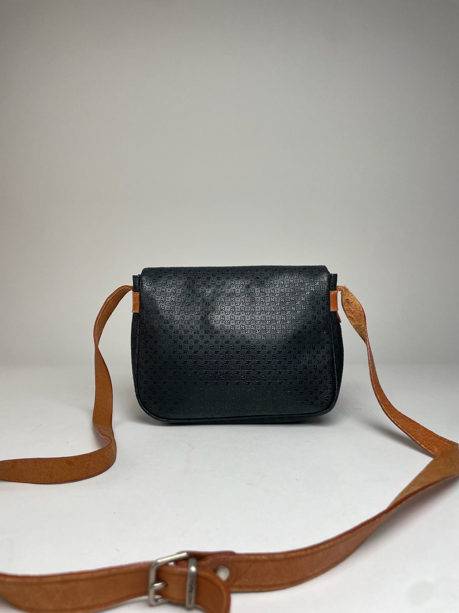 Courreges Vintage Leather Monogram Shoulder Bag Black Brown Size ONE SIZE - 2 Thumbnail