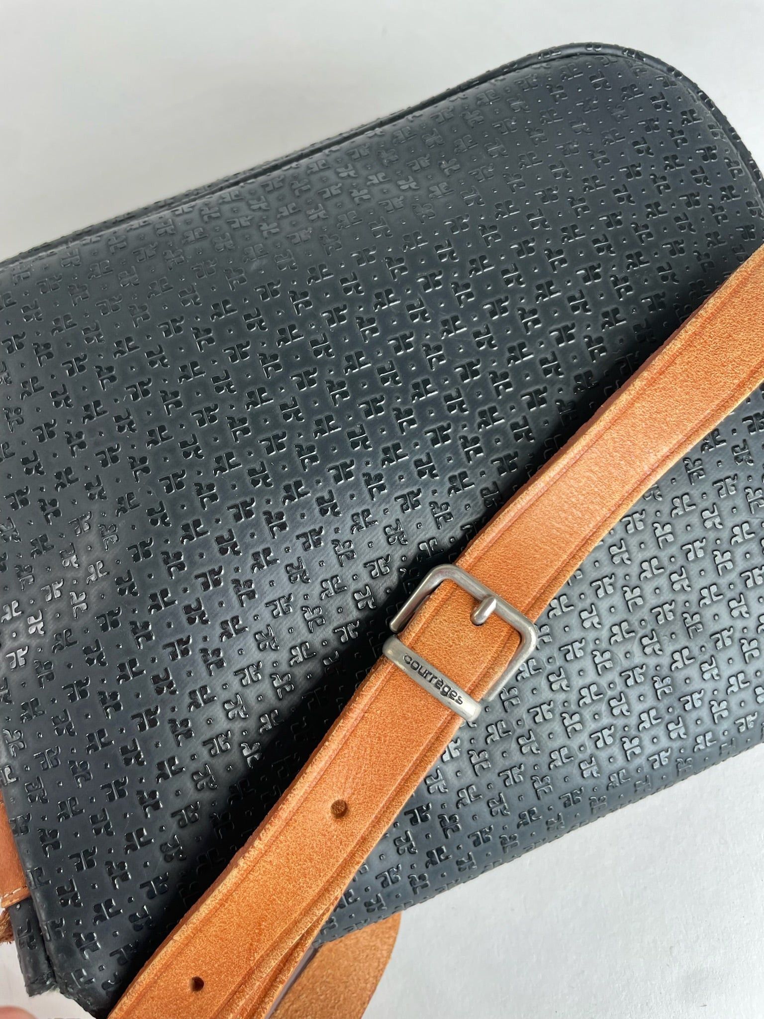 Courreges Vintage Leather Monogram Shoulder Bag Black Brown Size ONE SIZE - 15 Thumbnail