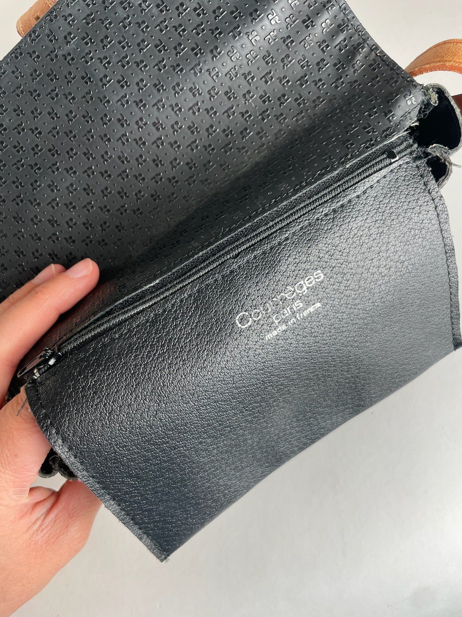 Courreges Vintage Leather Monogram Shoulder Bag Black Brown Size ONE SIZE - 5 Thumbnail