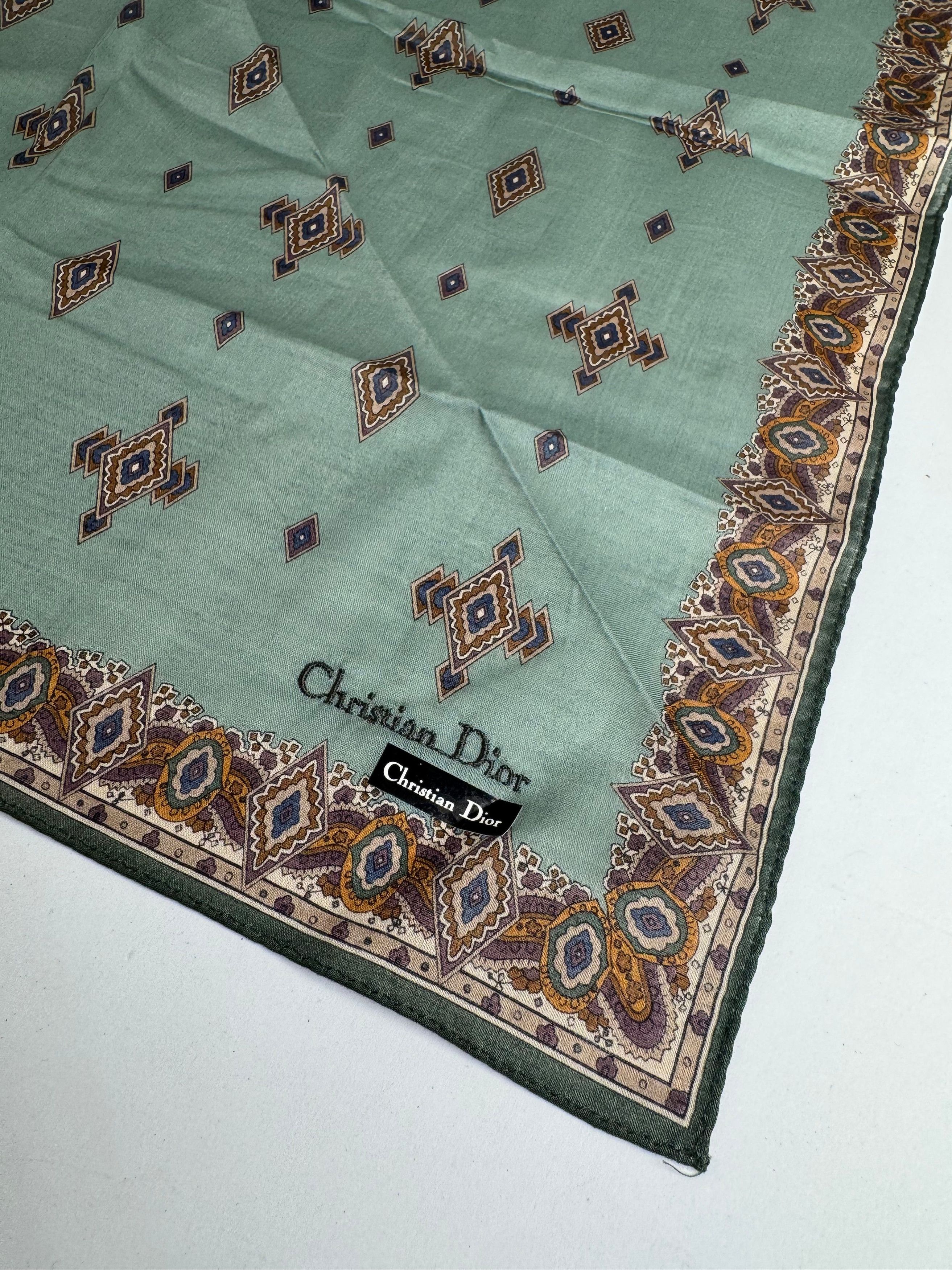 Dior Vintage Scarf Green Gold Size ONE SIZE - 2 Thumbnail