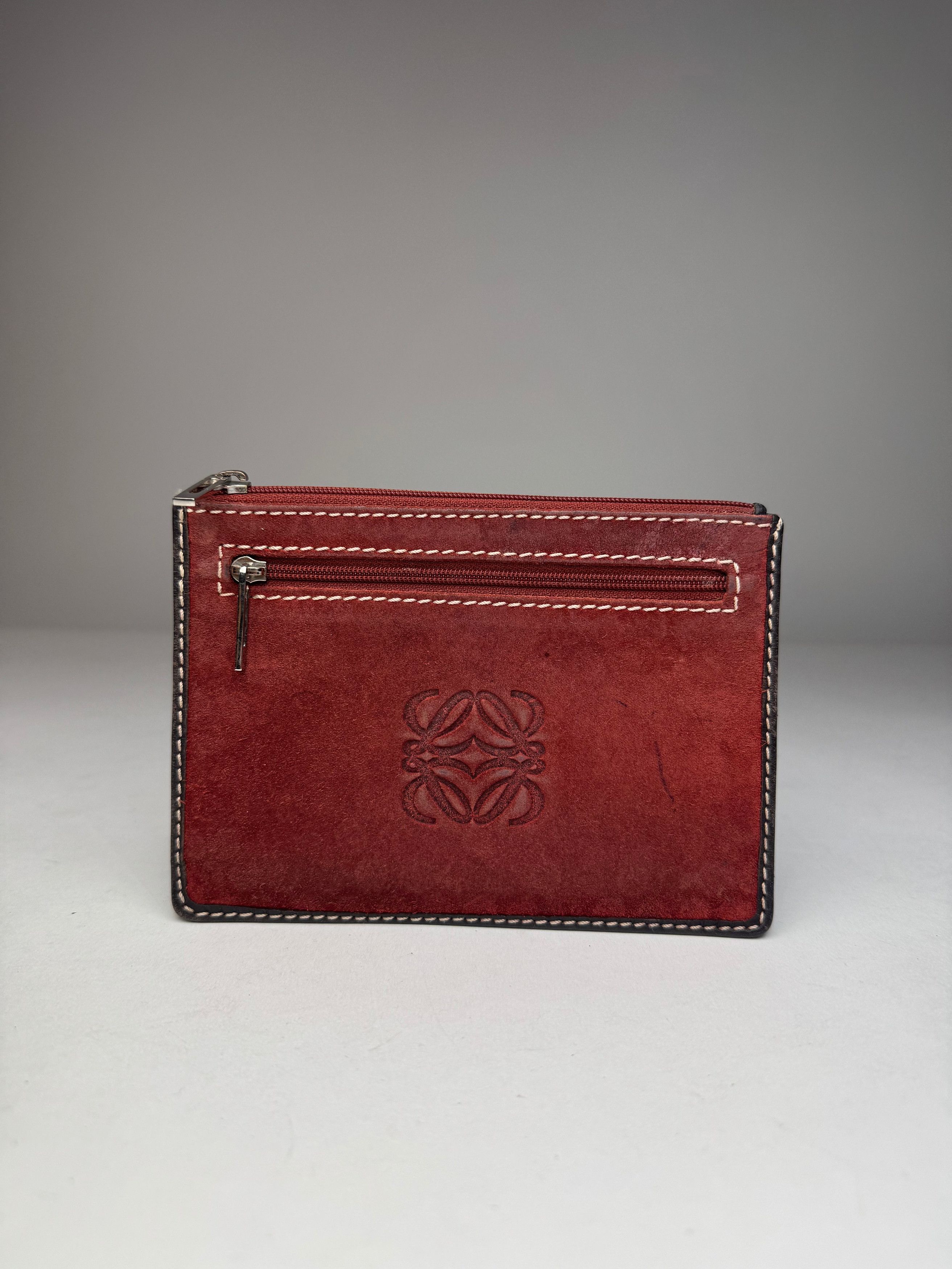 Loewe Vintage Anagram Logo Suede Card Holder Red Size ONE SIZE - 10 Thumbnail