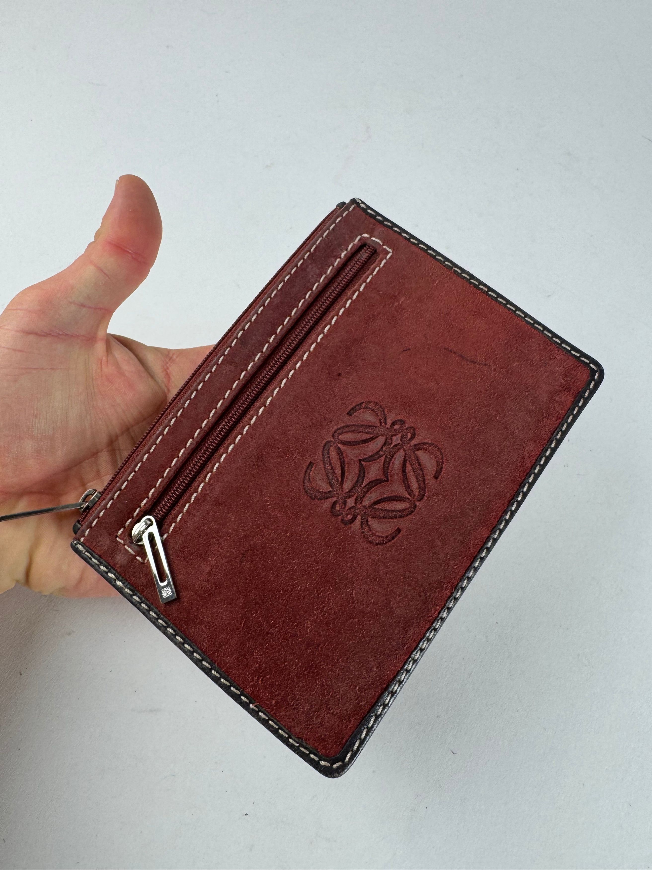 Loewe Vintage Anagram Logo Suede Card Holder Red Size ONE SIZE - 4 Thumbnail