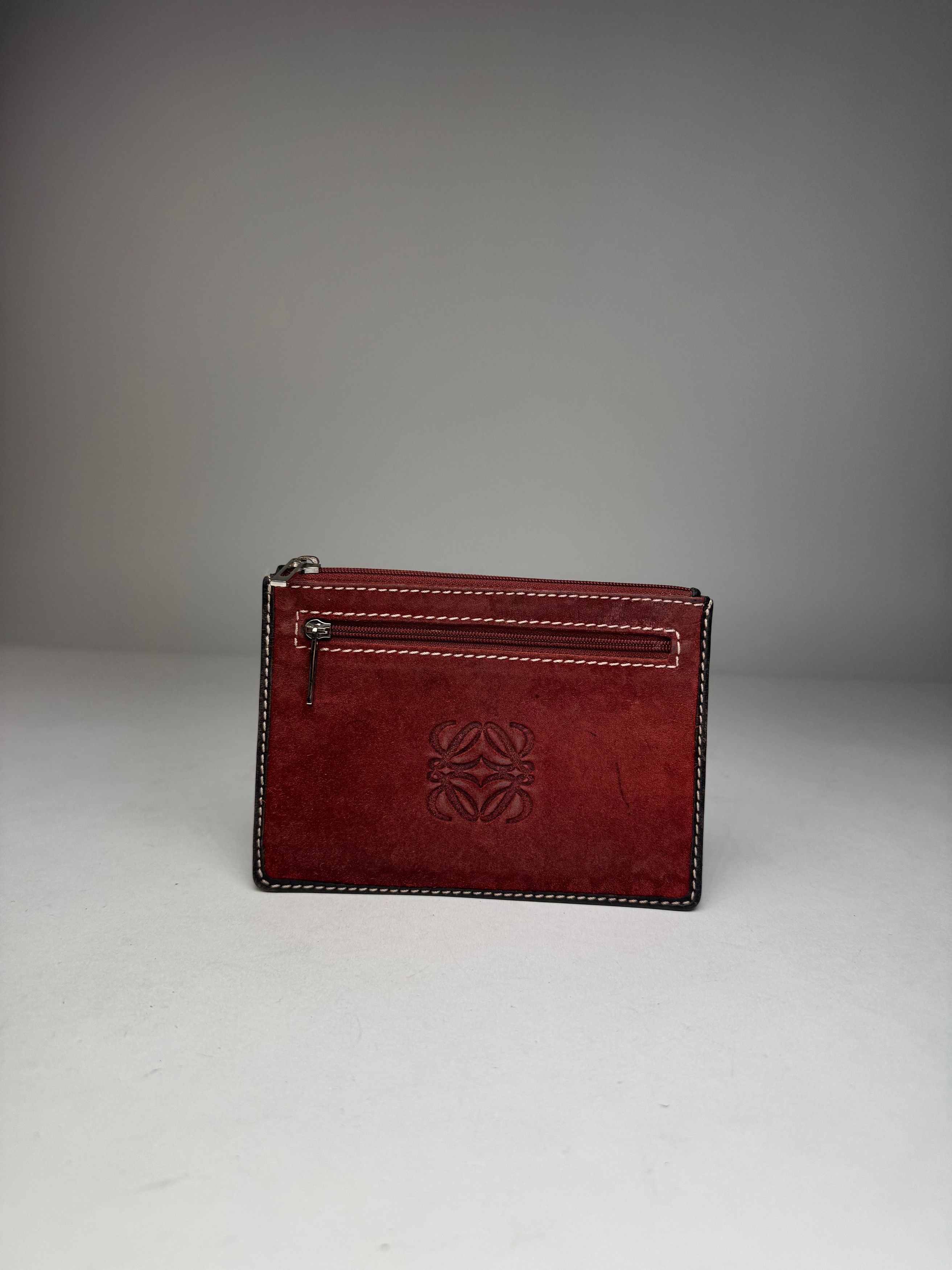 Loewe Vintage Anagram Logo Suede Card Holder Red Size ONE SIZE - 7 Thumbnail