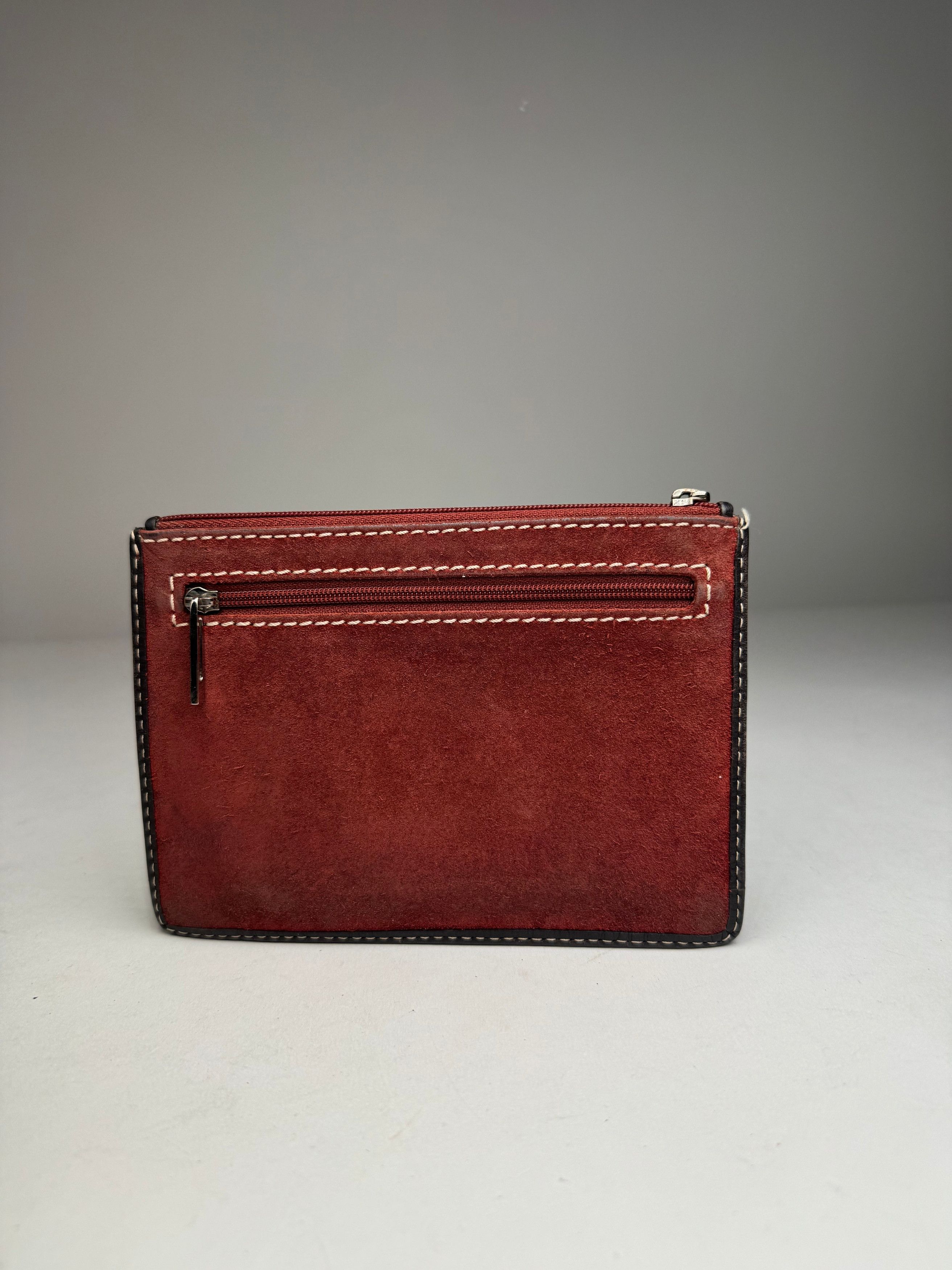 Loewe Vintage Anagram Logo Suede Card Holder Red Size ONE SIZE - 2 Thumbnail