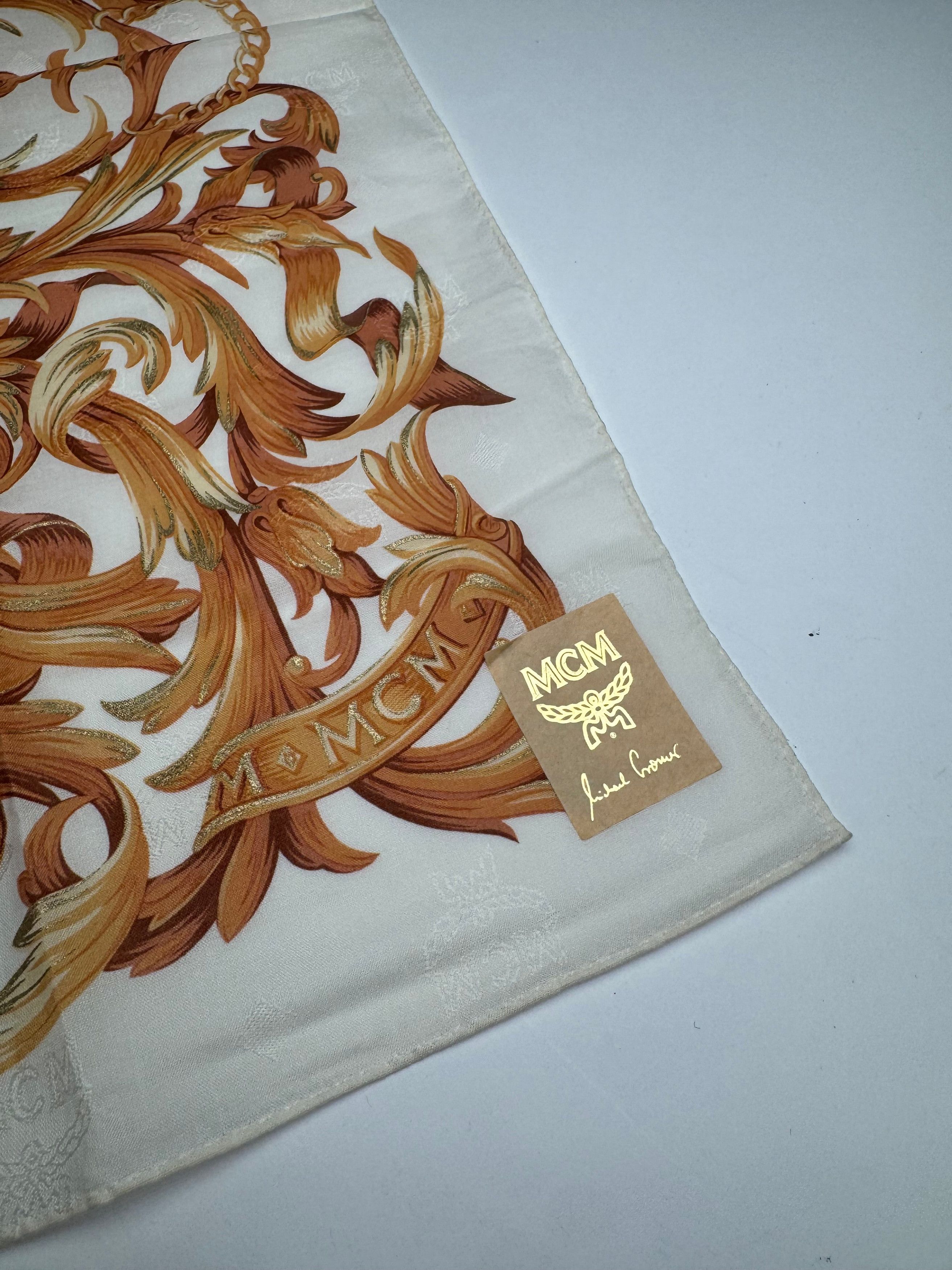MCM Vintage Scarf White Gold Size ONE SIZE - 4 Thumbnail