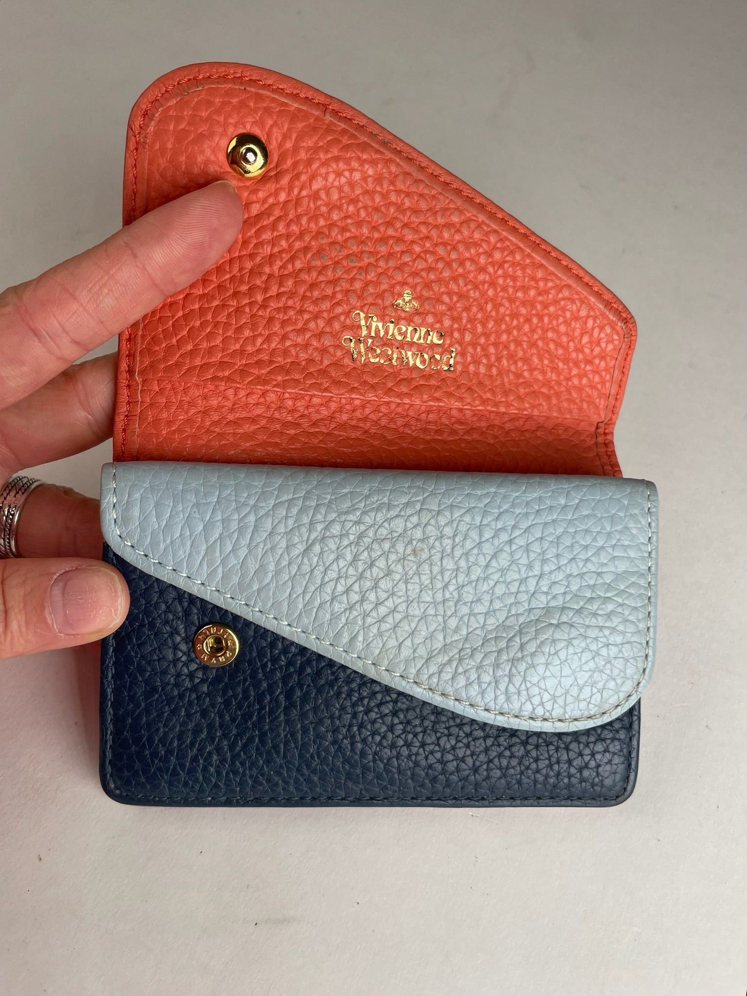 Vivienne Westwood Vintage Leather Card Holder Orange Blue Navy Size ONE SIZE - 4 Thumbnail