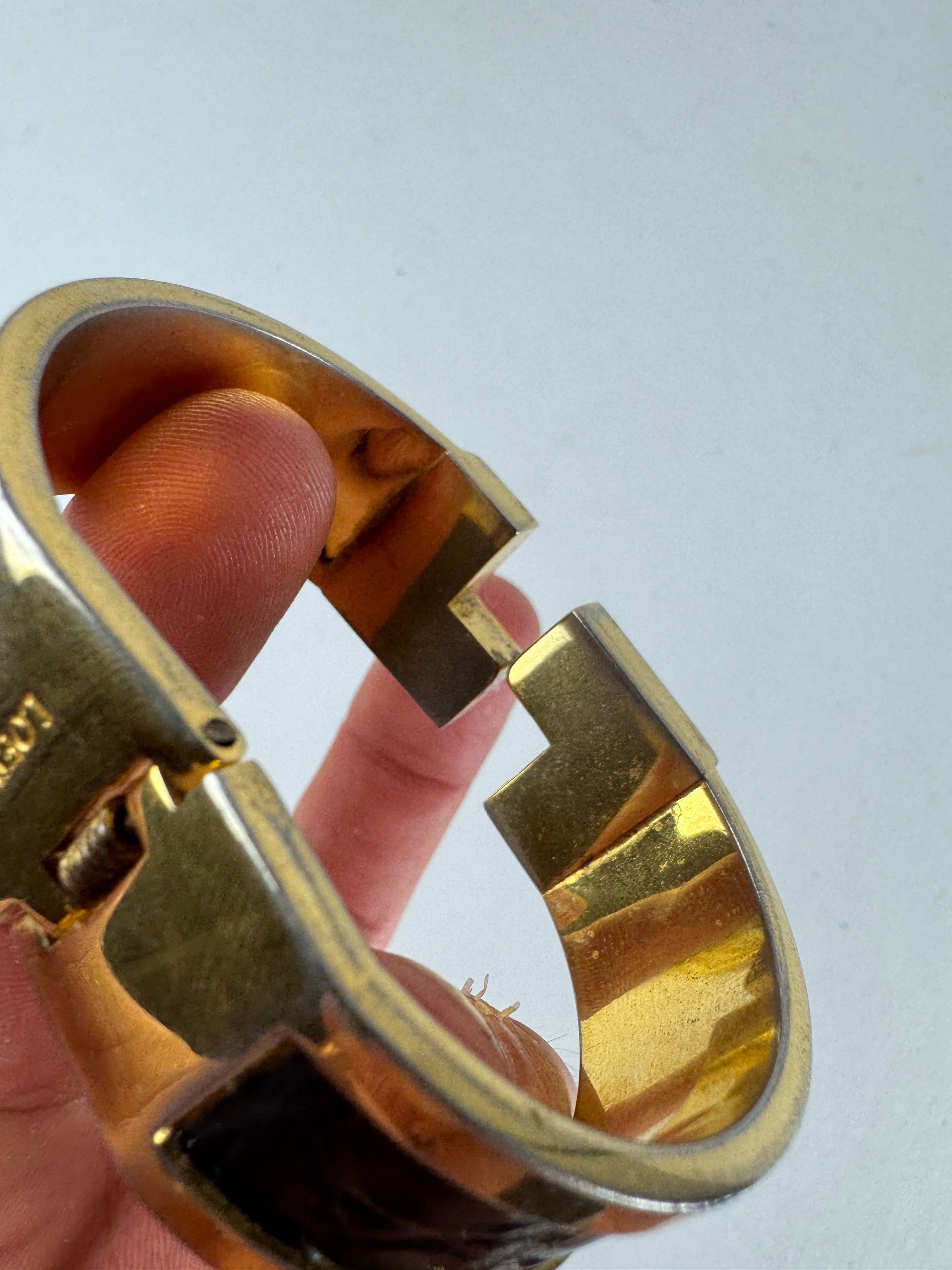 Loewe Vintage Madrid Crocodile Emblossed Steel Bracelet Golden Bla Size ONE SIZE - 8 Thumbnail