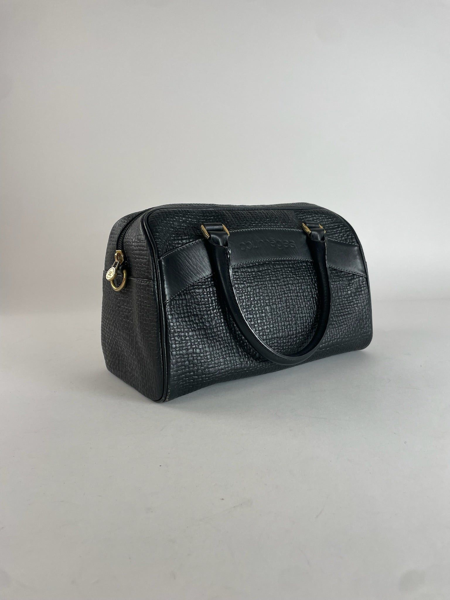 Courreges Vintage Leather Handbag Black Size ONE SIZE - 11 Thumbnail