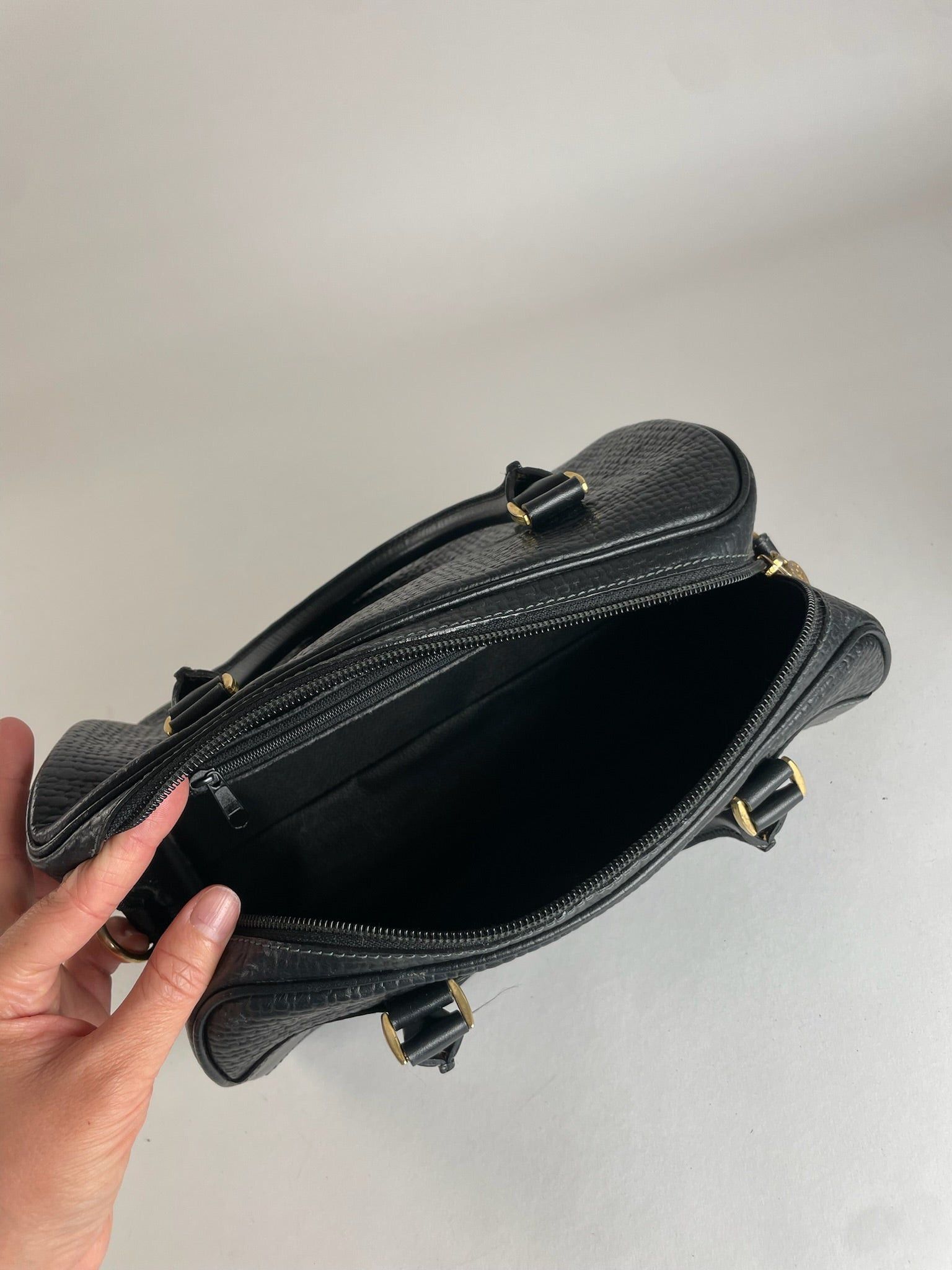 Courreges Vintage Leather Handbag Black Size ONE SIZE - 3 Thumbnail