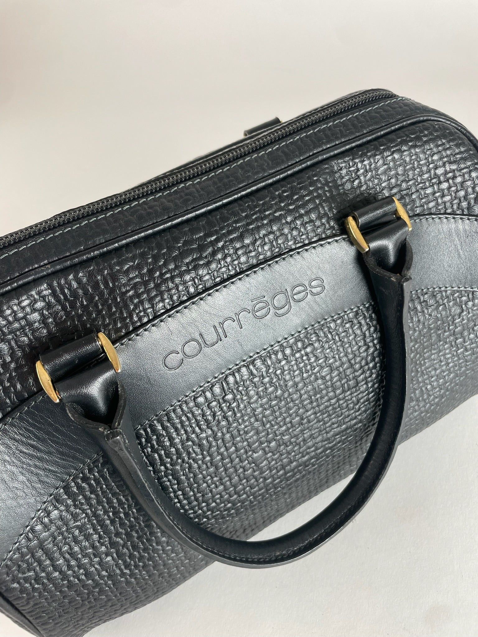 Courreges Vintage Leather Handbag Black Size ONE SIZE - 7 Thumbnail