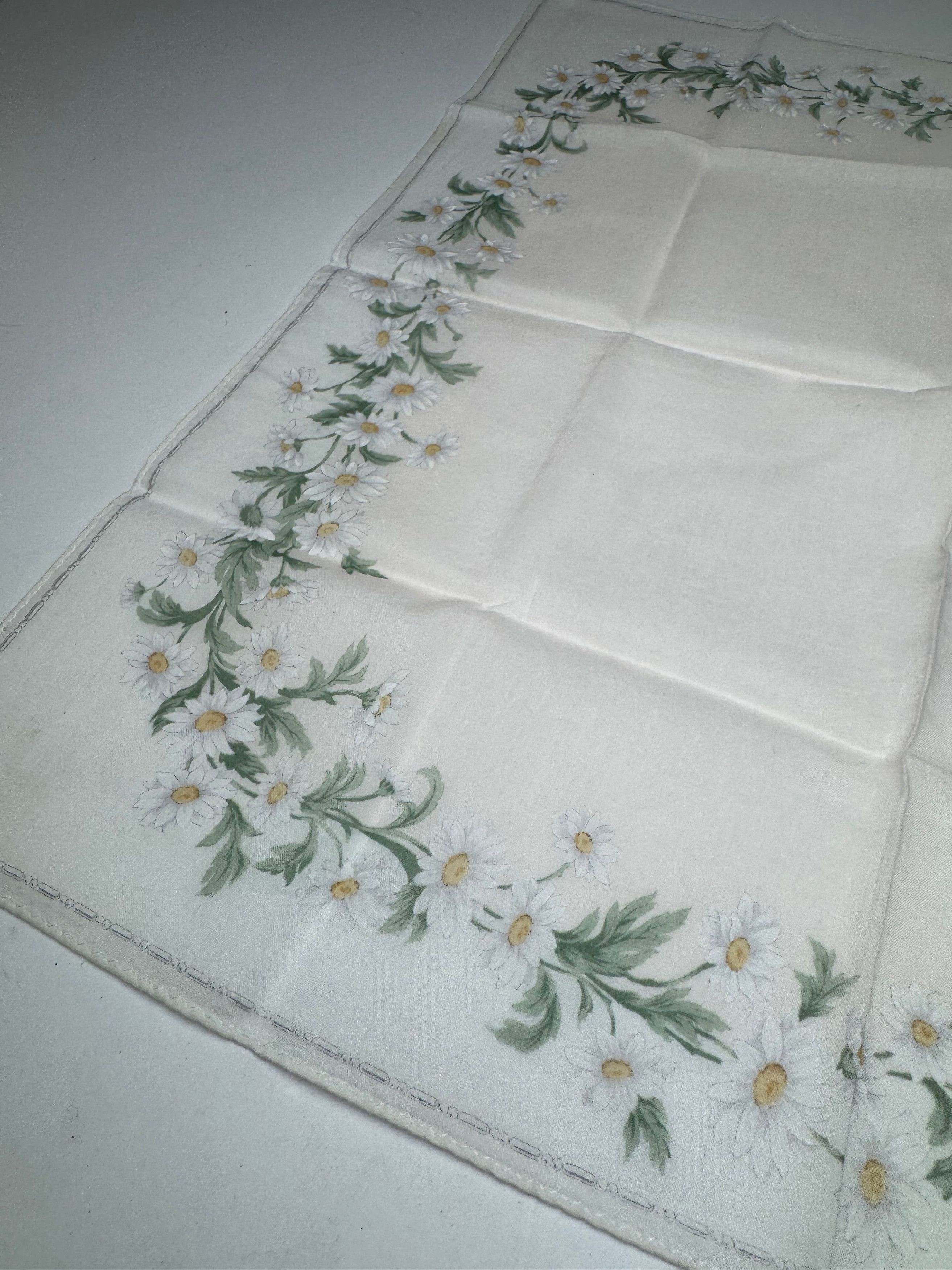 Dior Vintage Floral Scarf White Green Rose Size ONE SIZE - 3 Thumbnail